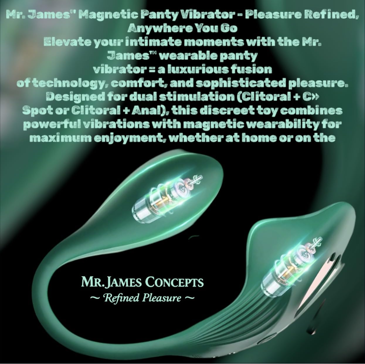 Mr. James™ Wearable Panty Vibrator – App Controlled Dual Stimulator, Clit + G-Spot/Anal, Magnetic Fit, Rechargeable, Waterproof, Couples Remote Sex Toy – Pleasure Refined