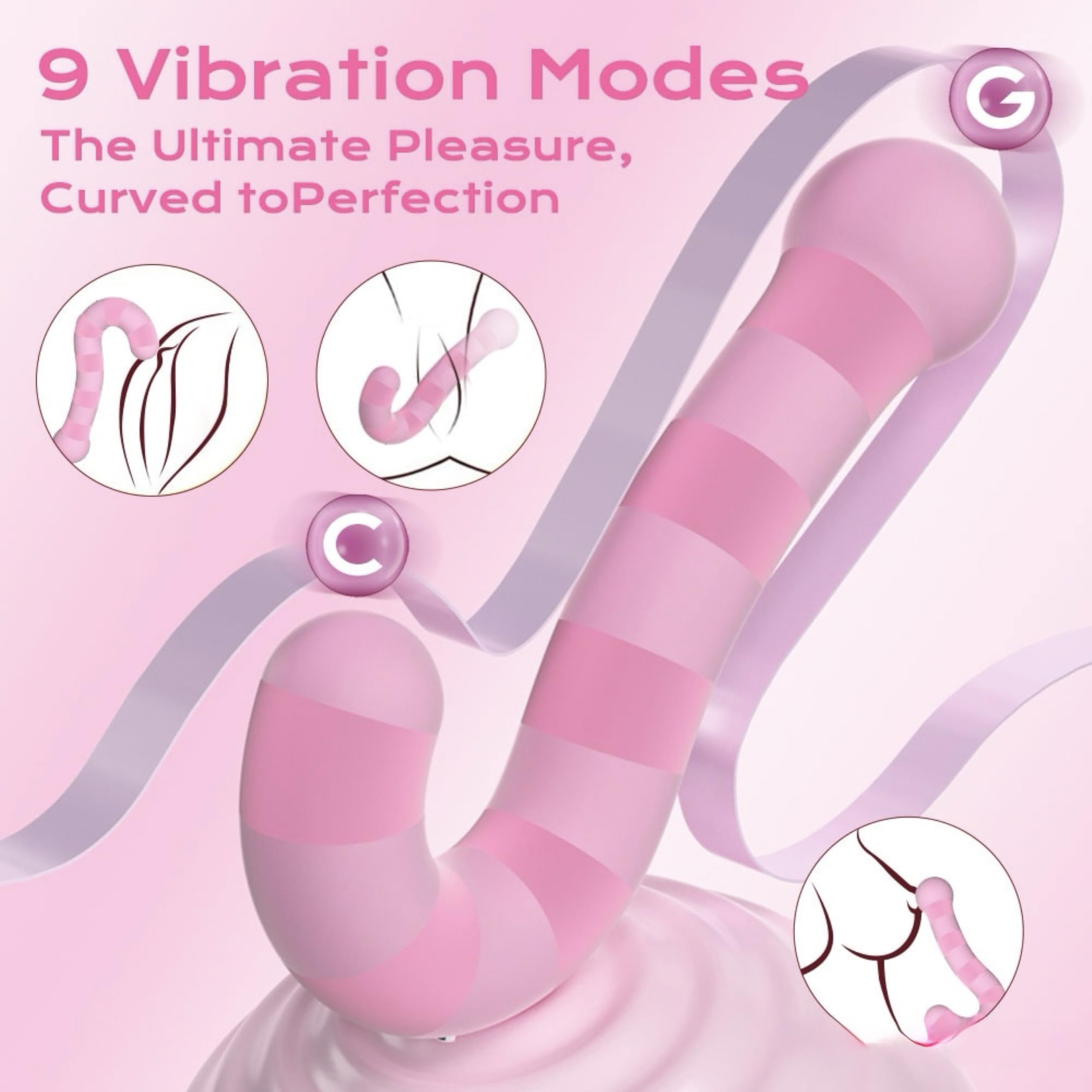 Mr James Concepts RoseCurve™ Smart App-Controlled Vibrator – Luxury Curved Dual Stimulation Massager, 9 Vibration Modes, Whisper-Quiet, USB Rechargeable, Waterproof Design