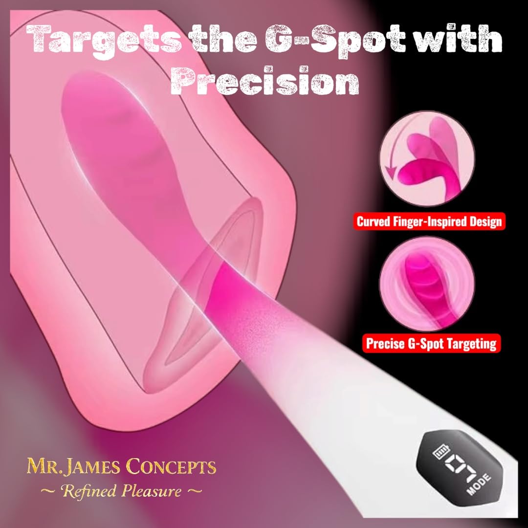 Mr James™ 4-in-1 Finger G-Spot Vibrator with LCD Display, Clitoral & Nipple Stimulator, 10 Vibration Modes, USB Rechargeable, Soft Silicone, Quiet & Discreet