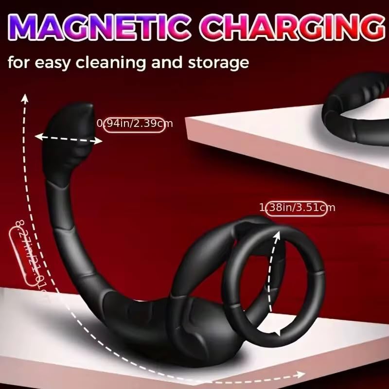 Mr. James Concepts APP & Wireless Remote Control Dual Stimulation Massager with Ring for Couples – 10 Vibration Modes, Magnetic USB Charging, Soft Silicone, Ergonomic Fit – Black