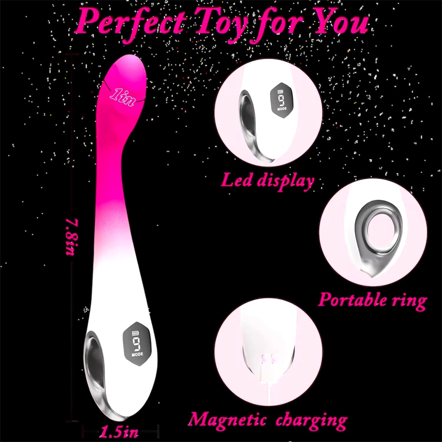 Mr James™ 4-in-1 Finger G-Spot Vibrator with LCD Display, Clitoral & Nipple Stimulator, 10 Vibration Modes, USB Rechargeable, Soft Silicone, Quiet & Discreet