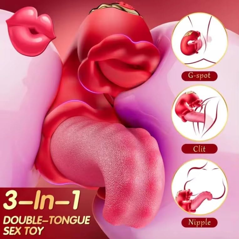 Mr. James™ 4-in-1 G Spot & Clitoral Vibrator – Double Tongue Licking, Nipple Stimulator, 10 Vibration Modes – Rechargeable Adult Toy for Women