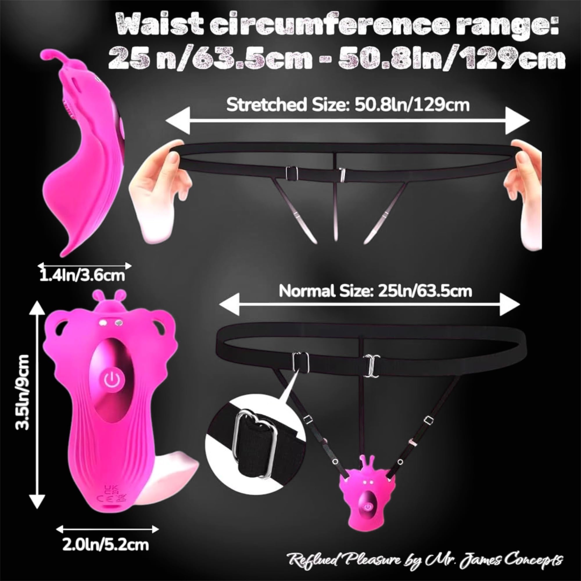 Mr. James Concepts App-Controlled Clitoral Vibrator for Couples, Wearable Bluetooth Remote Control Egg, Quiet Discreet Panty Vibrator, Waterproof USB Rechargeable, 10 Modes + App Patterns