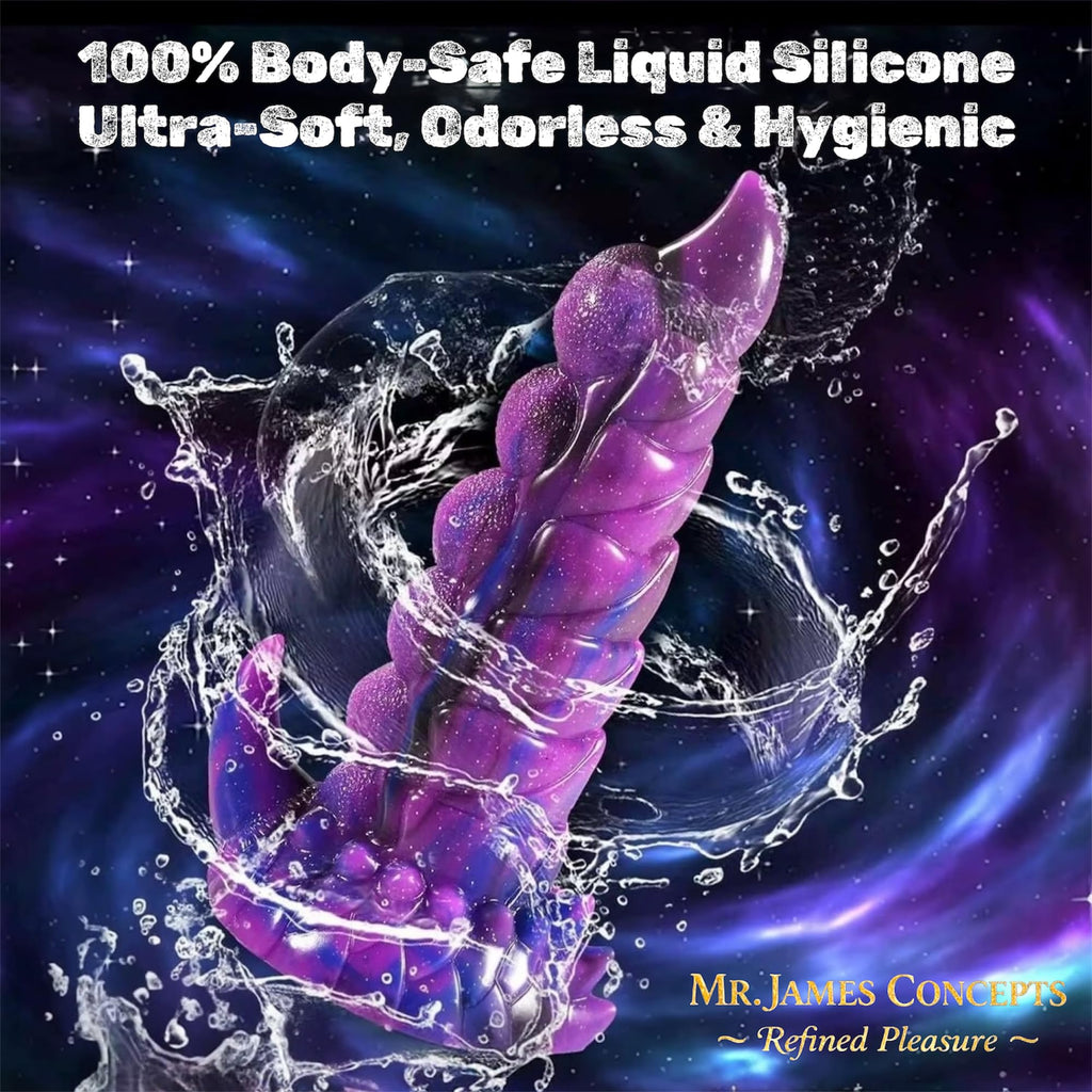 Mr. James Concepts Alien Monster Thrusting & Vibrating Dildo with Remote Control – 7 Thrusting Modes, 10 Vibrations, 42°C Heating, Fantasy Knot Design, Strong Suction Cup, Premium Silicone, Waterproof