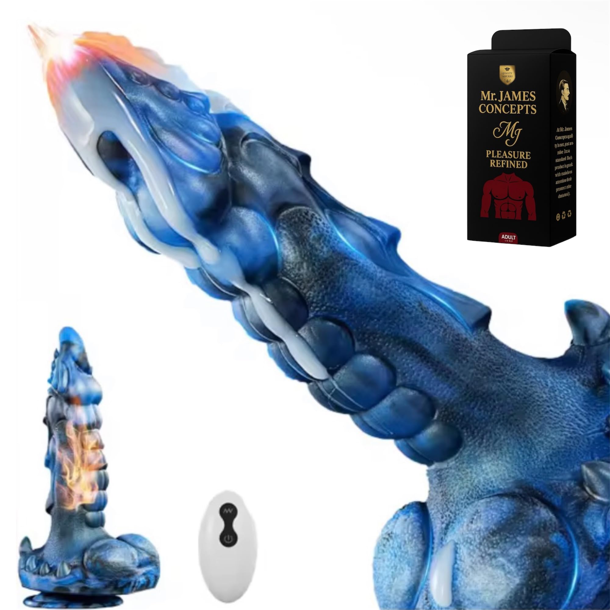 Mr James™ 9.5” 5-in-1 Fantasy Telescopic Monster Dildo – Thrusting, Rotating & Heating Dragon Knot Vibrator for Women and Men | 8 Thrusting, 8 Vibrating Modes | Strong Suction Cup | Remote Control