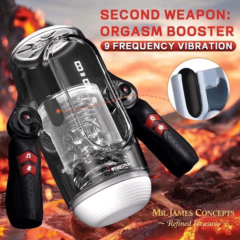 Mr. James Concepts King K – Premium Fully Automatic Telescopic Male massage Device with Heating, Actress Voice & LCD Display | 10-Speed USB Rechargeable personal Massage Machine for Men