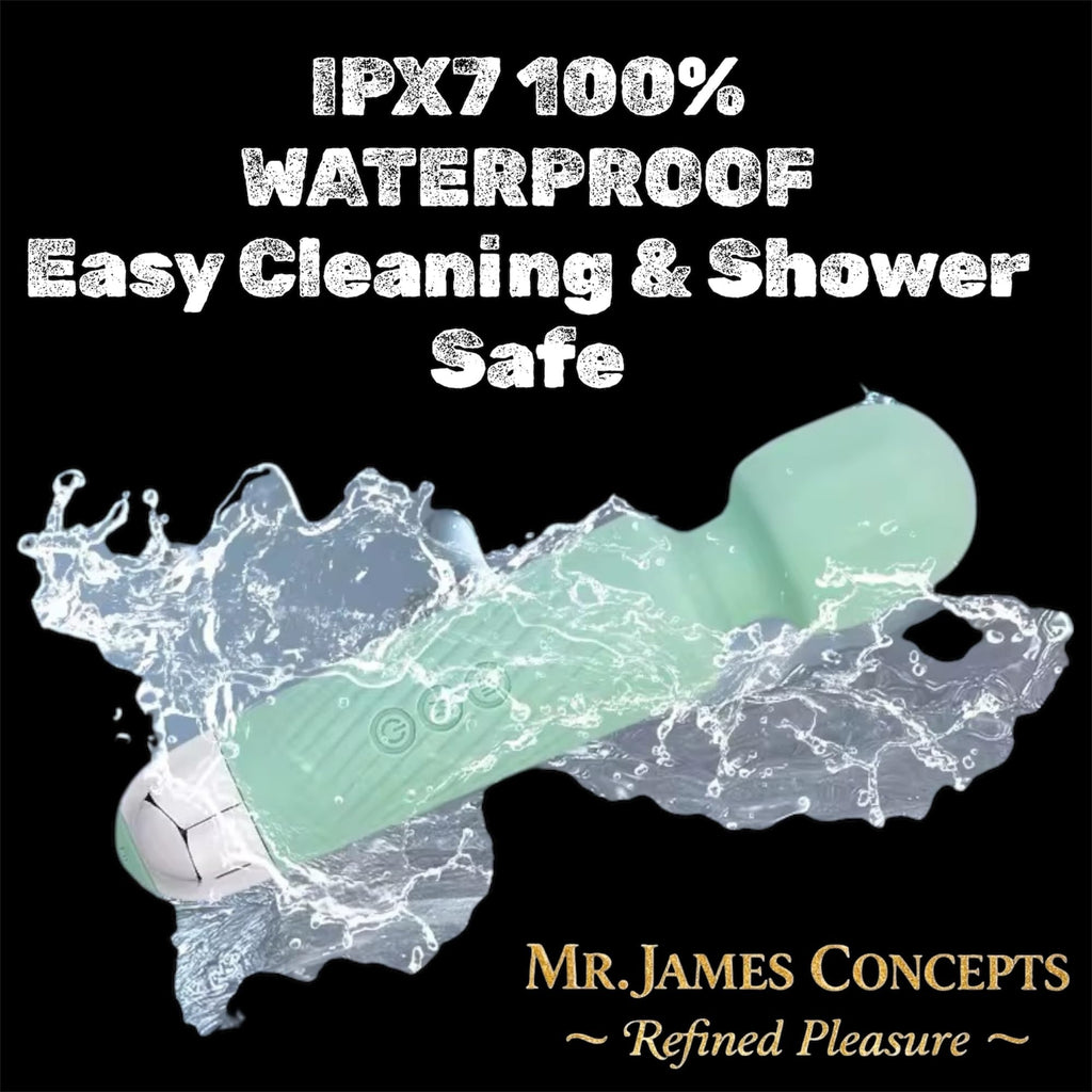 Mr James Concepts Refined Pleasure Rechargeable Wand Massager – 20 Patterns & 8 Speeds Personal Massager, Powerful Quiet Vibration, Flexible Head, Medical Grade Silicone, Waterproof IPX7 Body Massager