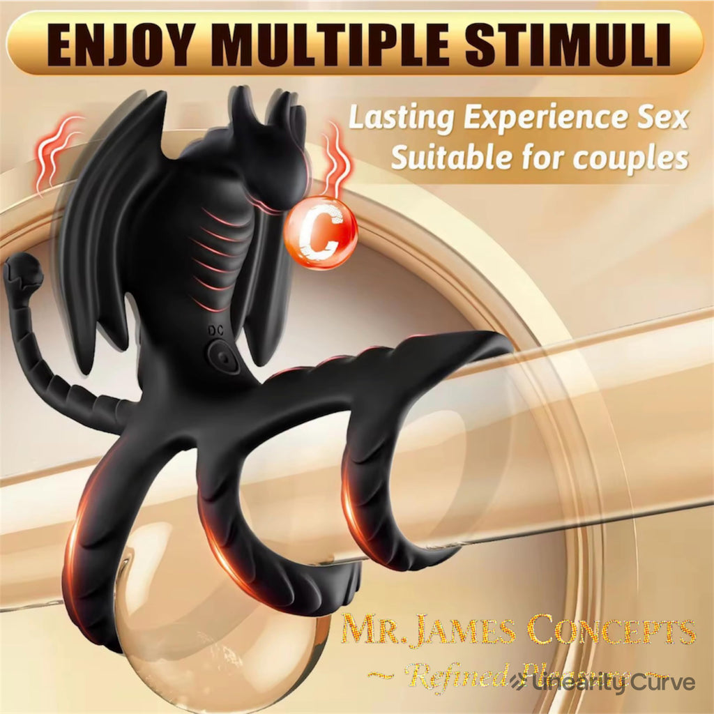 Mr James Locking Ring Men’s Vibration – Wireless Remote Control Adult Toy, Dragon-Shaped Stimulator, 10 Powerful Vibration Modes, Physical Endurance Enhancer for Couples