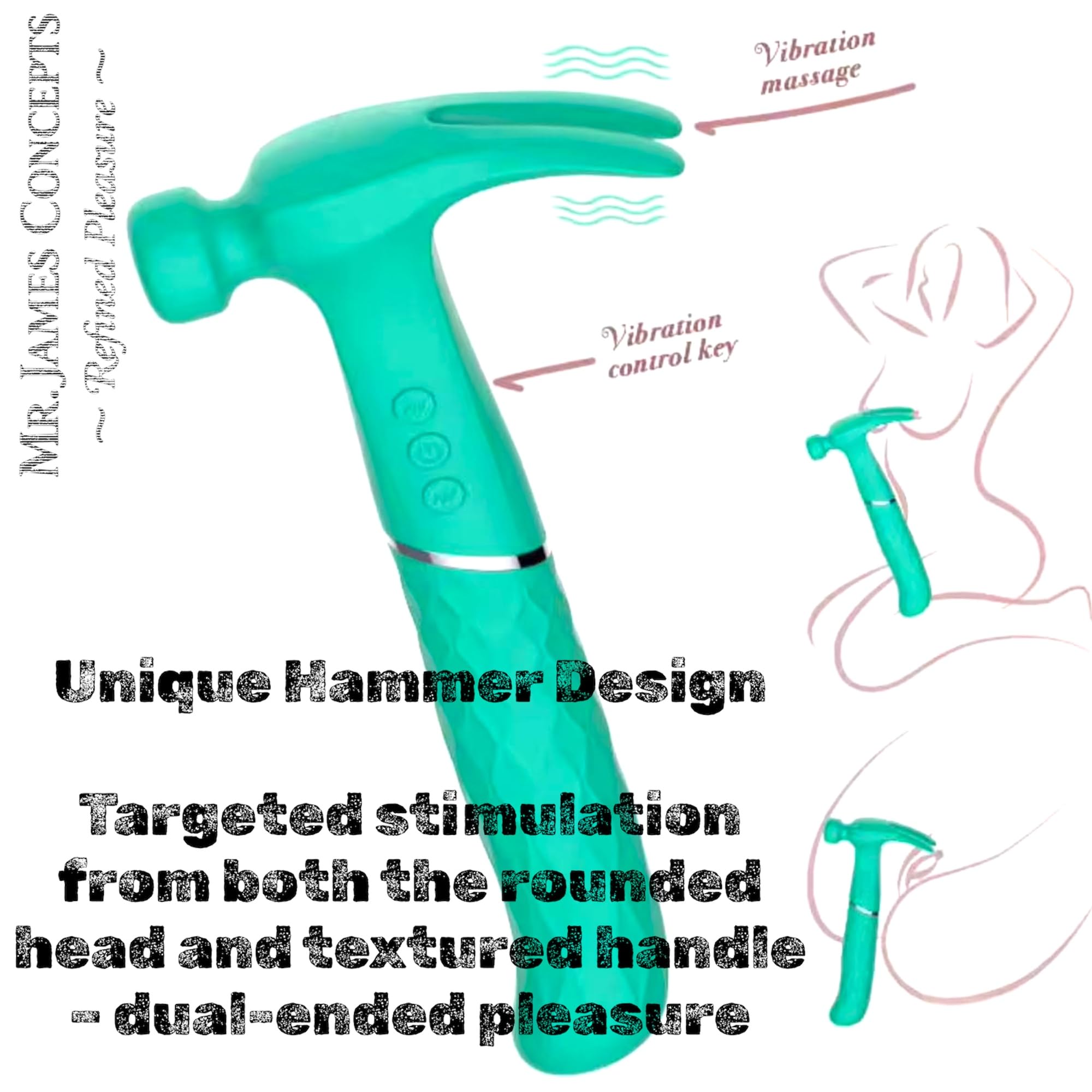 Mr. James™ Hammer Vibrator – Refined Pleasure Collection | Viral Social Media Design | 21 Functions | Waterproof, USB Rechargeable Silicone Massager for Women