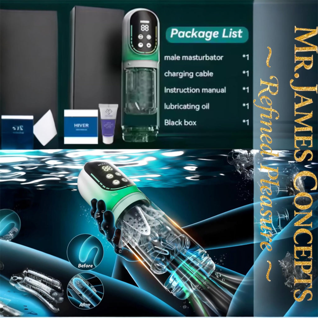 Mr. James™ Male Masturbator Cup with Vacuum Pump – 3 Pressure Levels, 3D Thrusting & Rotating, 7 Modes, Soft Silicone Sleeve, Waterproof, USB Rechargeable Stroker