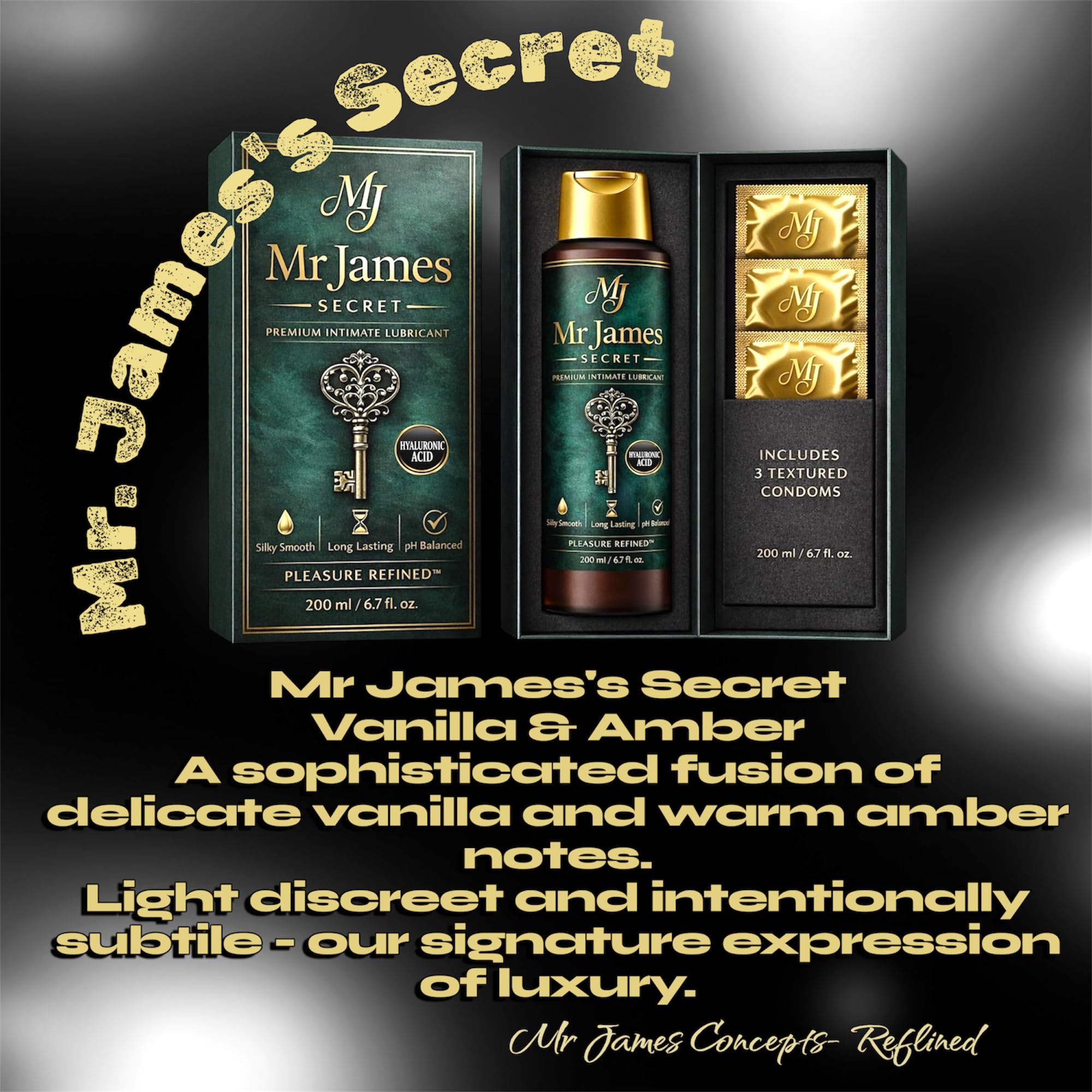 Water-Based Intimate Lubricant 250ml | Pleasure Refined™ with Hyaluronic Acid | Silky Smooth, Long-Lasting, pH Balanced | Premium Intimate Care