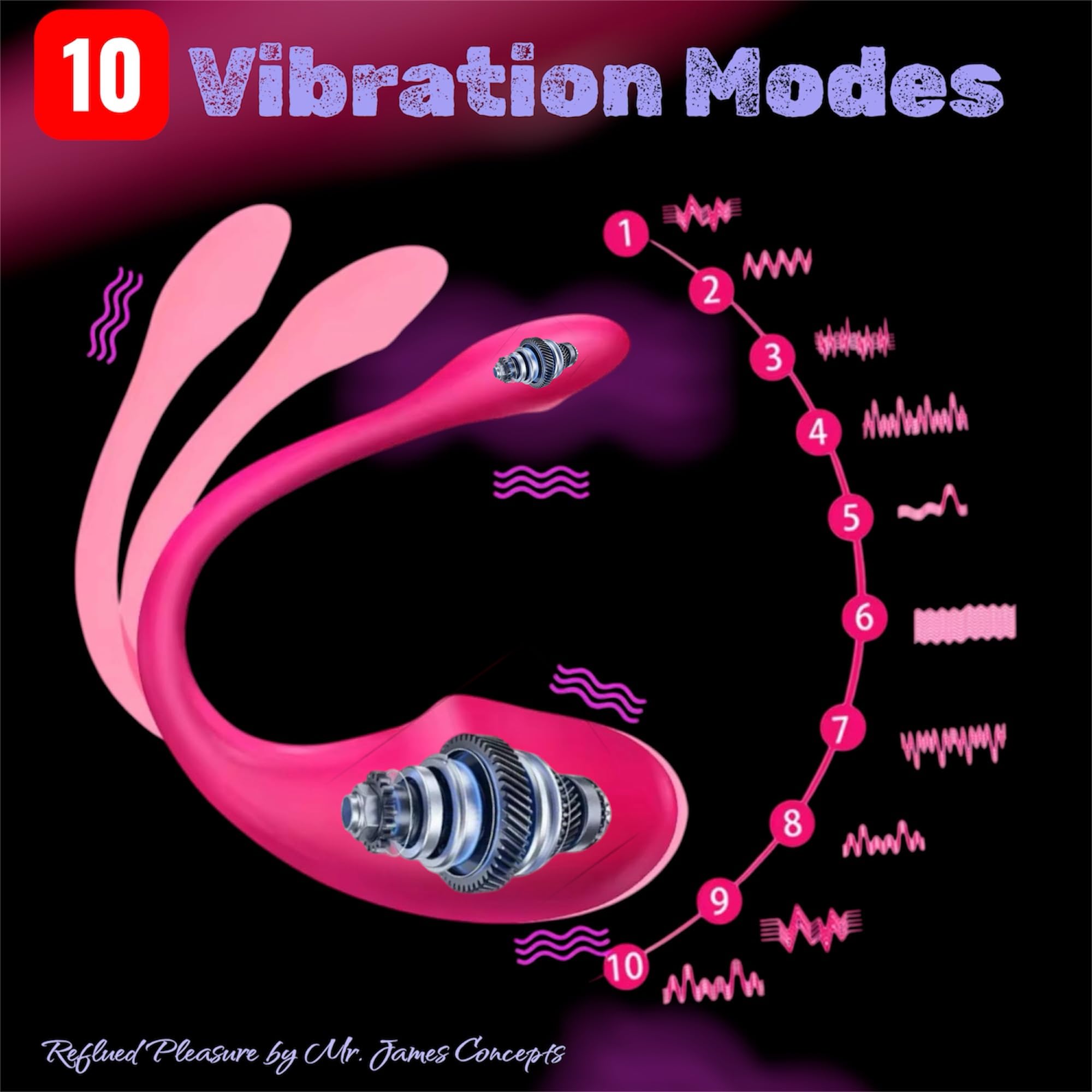 Mr. James Concepts Luxury App-Controlled Clitoral Vibrator for Couples, Wearable Bluetooth Egg, Quiet Discreet Panty Vibrator, Waterproof, USB Rechargeable, iOS & Android