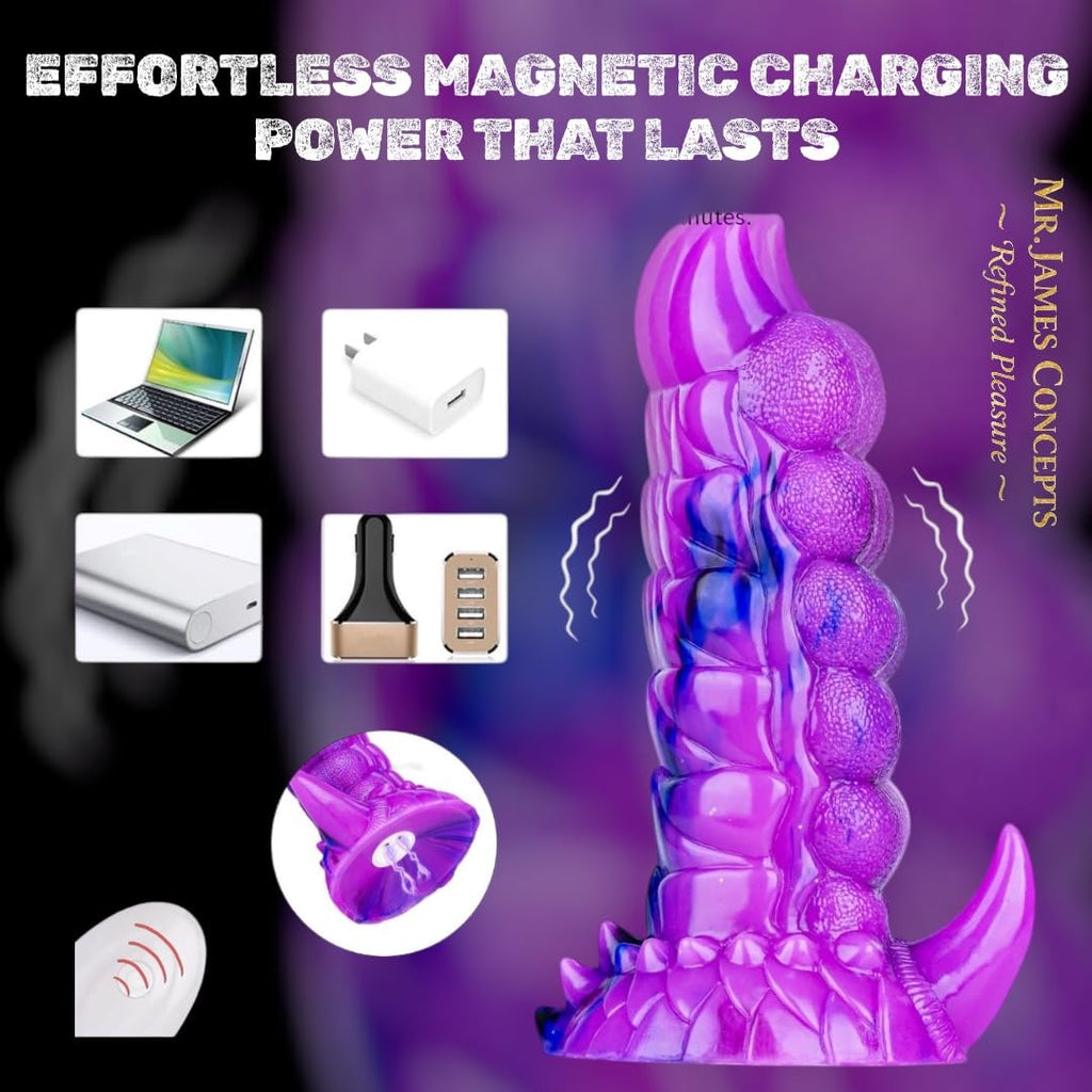 Mr. James Concepts Alien Monster Thrusting & Vibrating Dildo with Remote Control – 7 Thrusting Modes, 10 Vibrations, 42°C Heating, Fantasy Knot Design, Strong Suction Cup, Premium Silicone, Waterproof