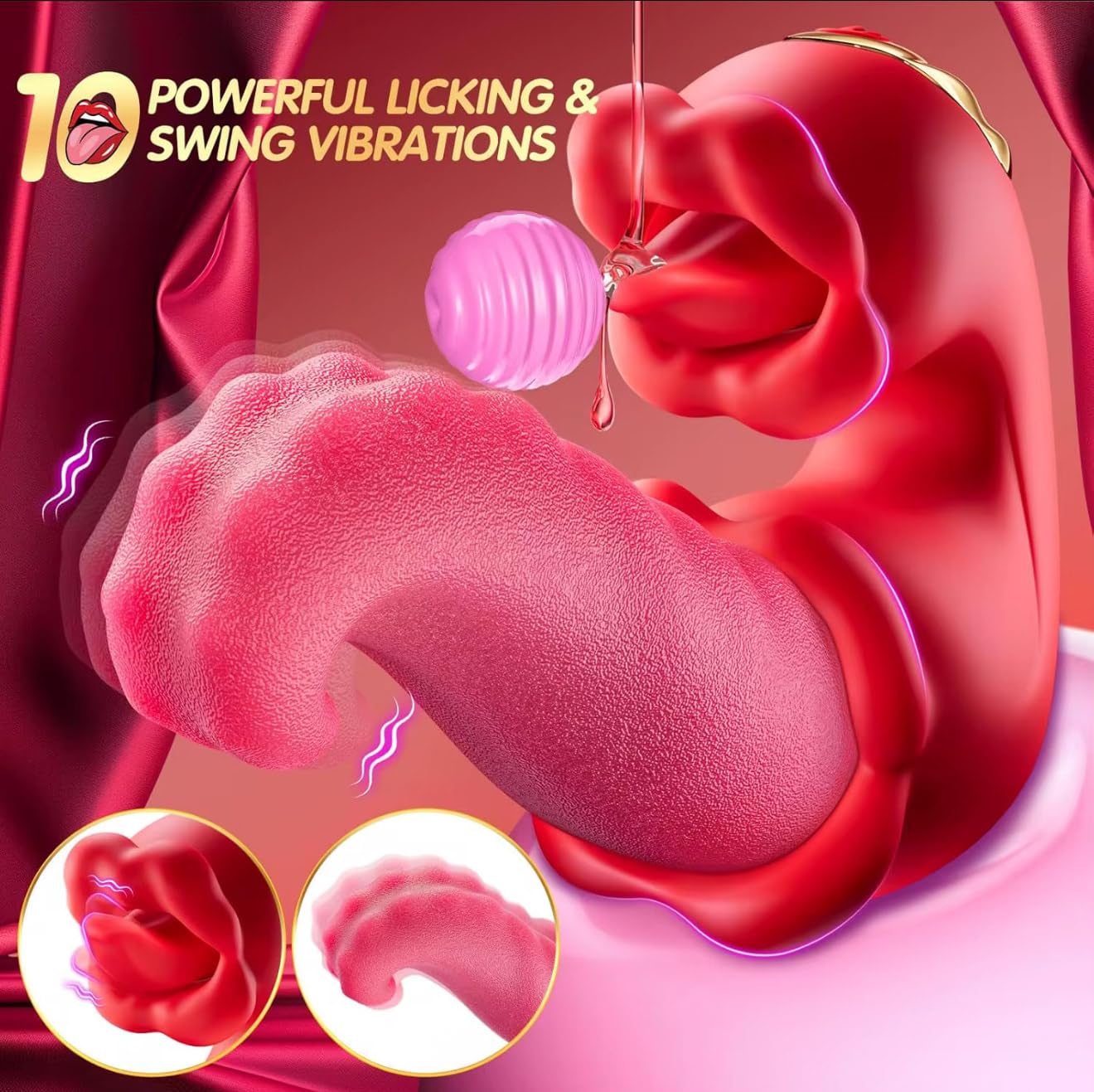 Mr. James™ 4-in-1 G Spot & Clitoral Vibrator – Double Tongue Licking, Nipple Stimulator, 10 Vibration Modes – Rechargeable Adult Toy for Women