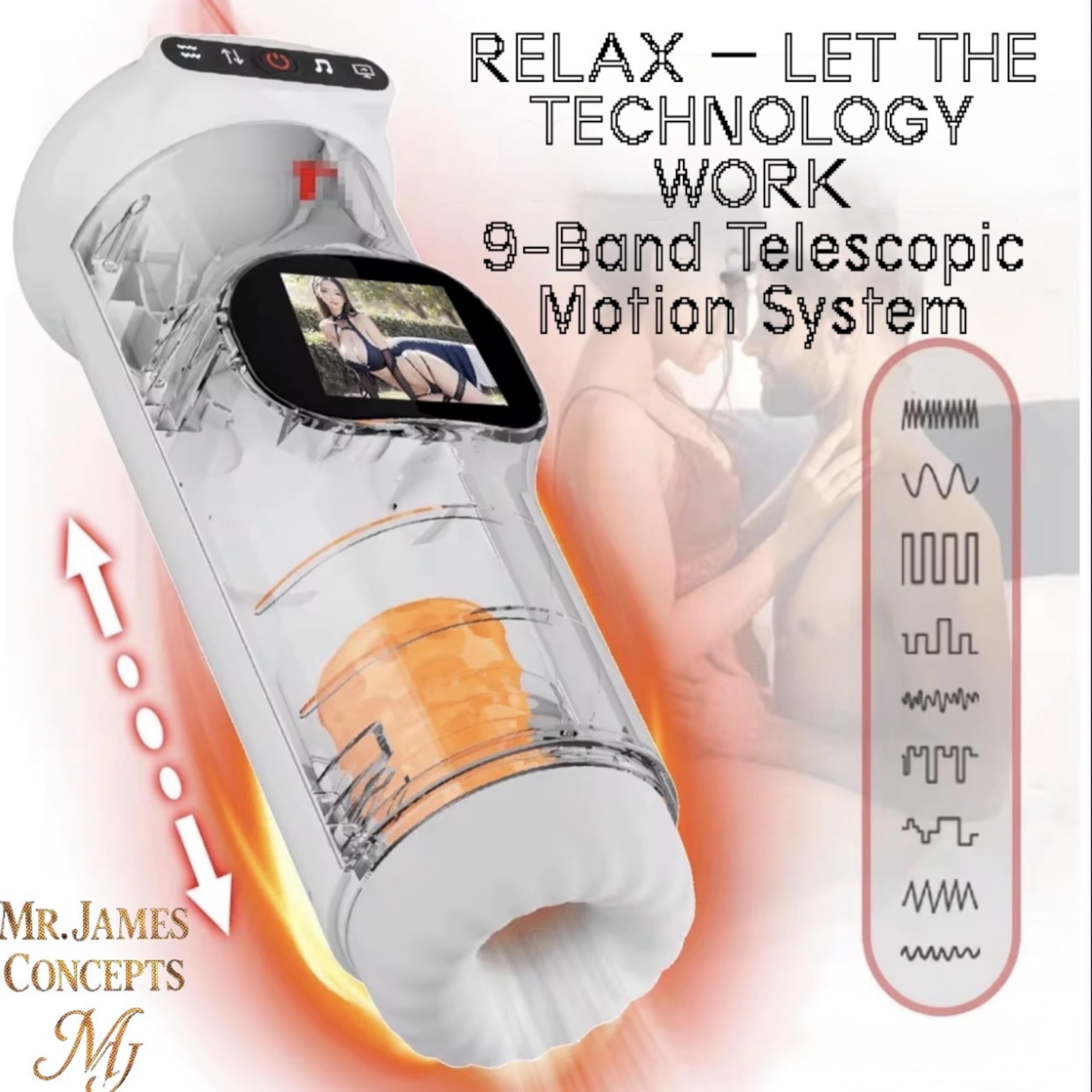 Mr James Concepts™ AURUM AI Pro 2026 – AI App-Controlled Heating & Telescopic Male Stimulation Device with Voice Interaction & LCD Display