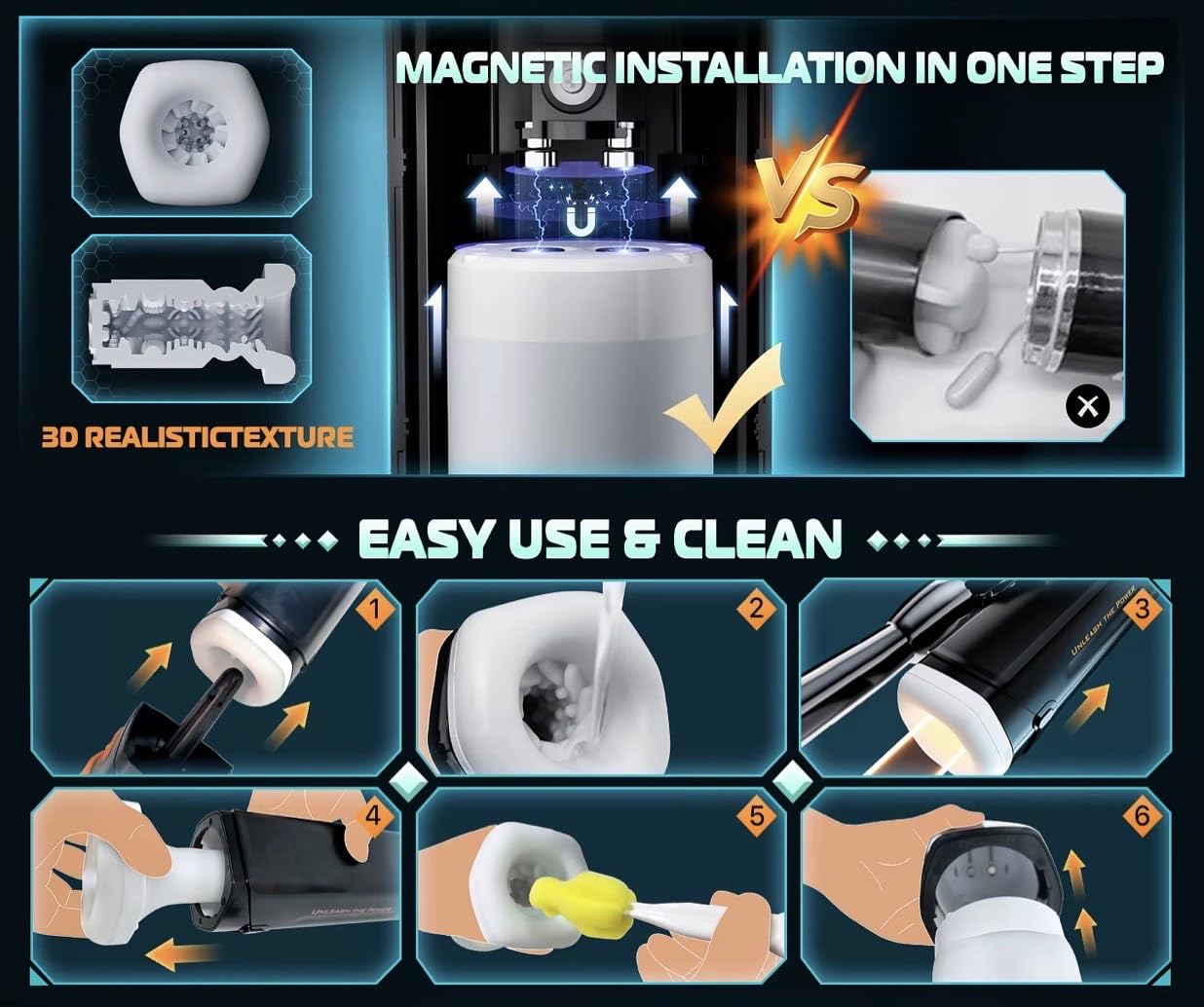 B-TITAN Smart Male Masturbator | 4-in-1 Premium Thrusting, Vibration, Heating & Drying | Cyberskin, LED Display, Magnetic Design | Mr James Concepts