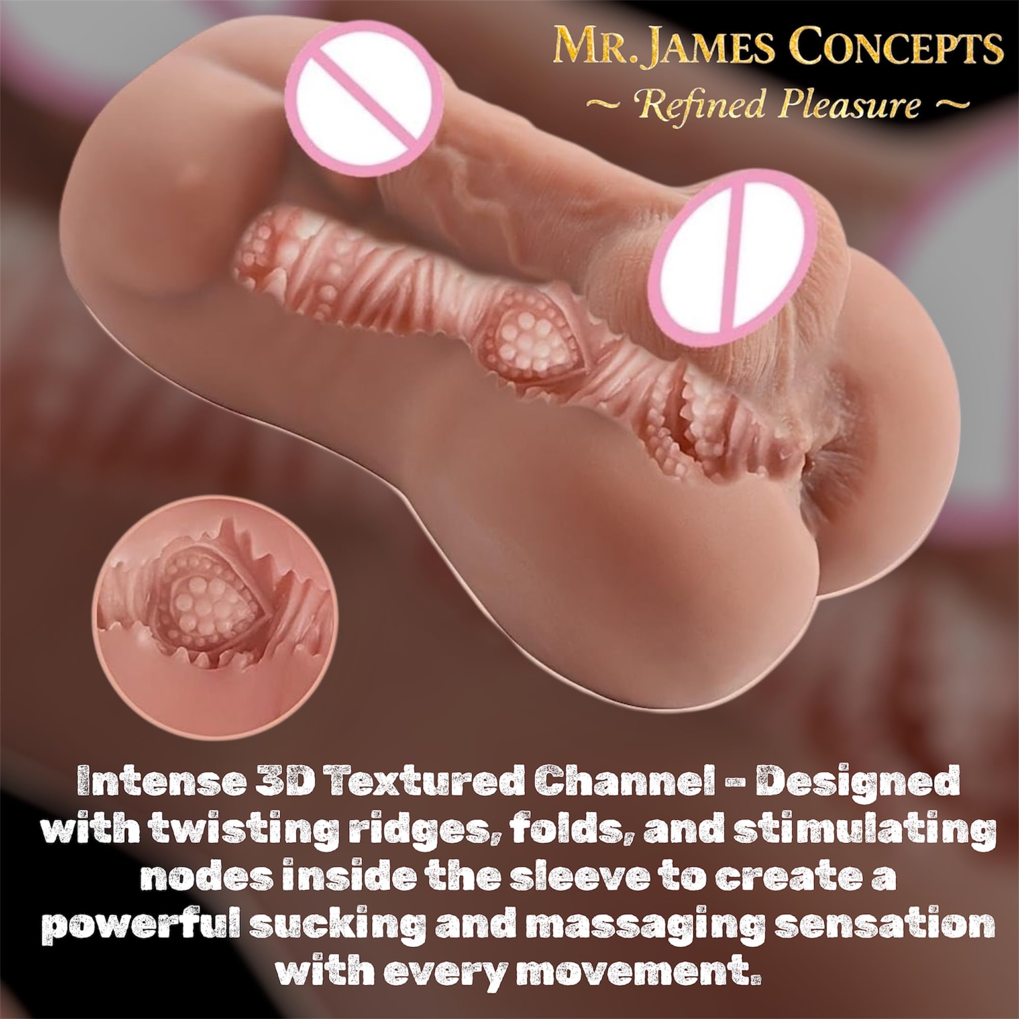 Mr. James Concepts Male Masturbator for Men – Soft Silicone Pocket Toy, Tight Tunnel, 6.3” Length, 3.54” Width – Premium Design – 1.32 lb – Discreet Pleasure Device