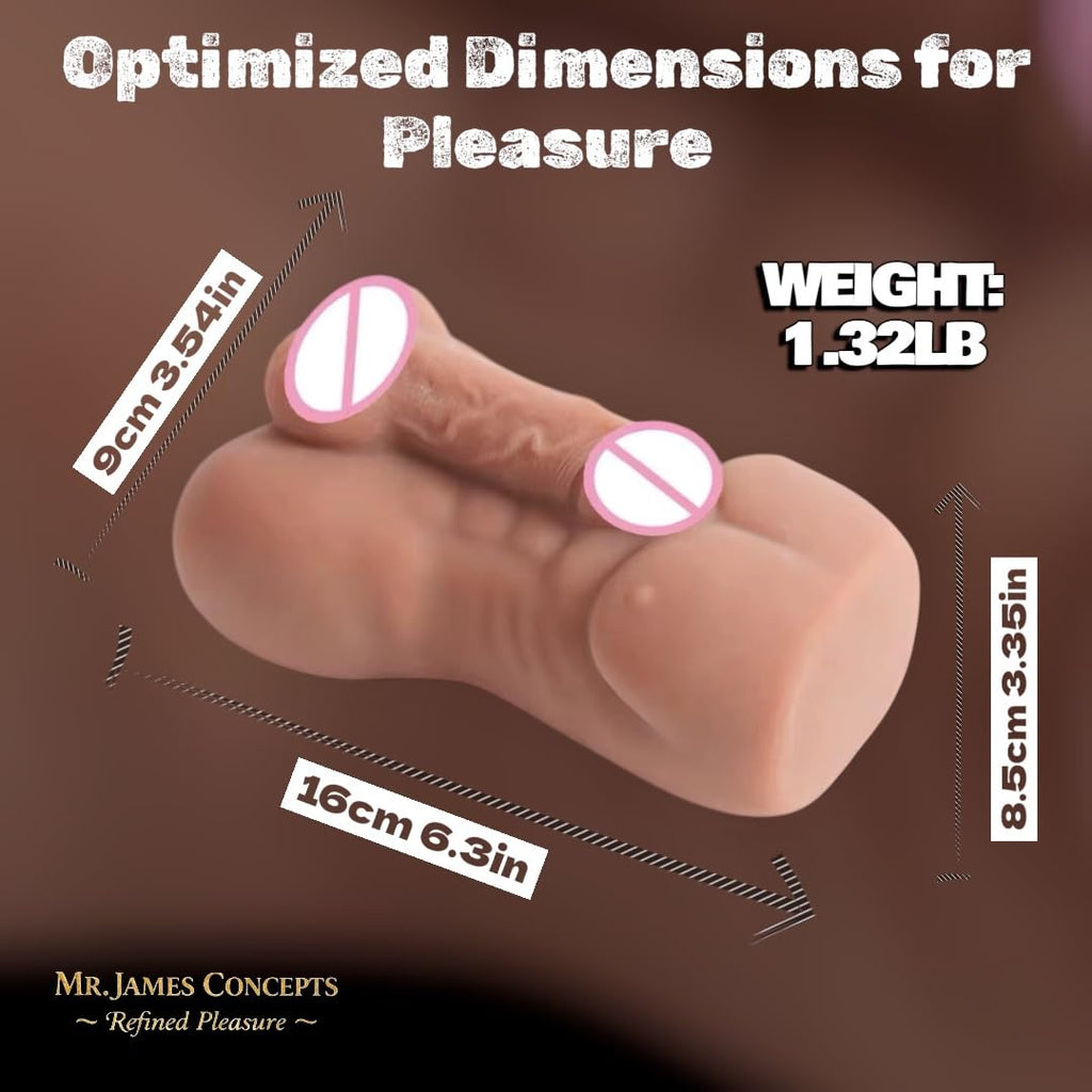 Mr. James Concepts Male Masturbator for Men – Soft Silicone Pocket Toy, Tight Tunnel, 6.3” Length, 3.54” Width – Premium Design – 1.32 lb – Discreet Pleasure Device