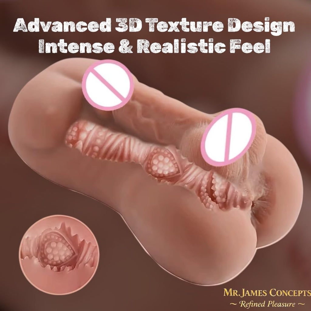 Mr. James Concepts Male Masturbator for Men – Soft Silicone Pocket Toy, Tight Tunnel, 6.3” Length, 3.54” Width – Premium Design – 1.32 lb – Discreet Pleasure Device