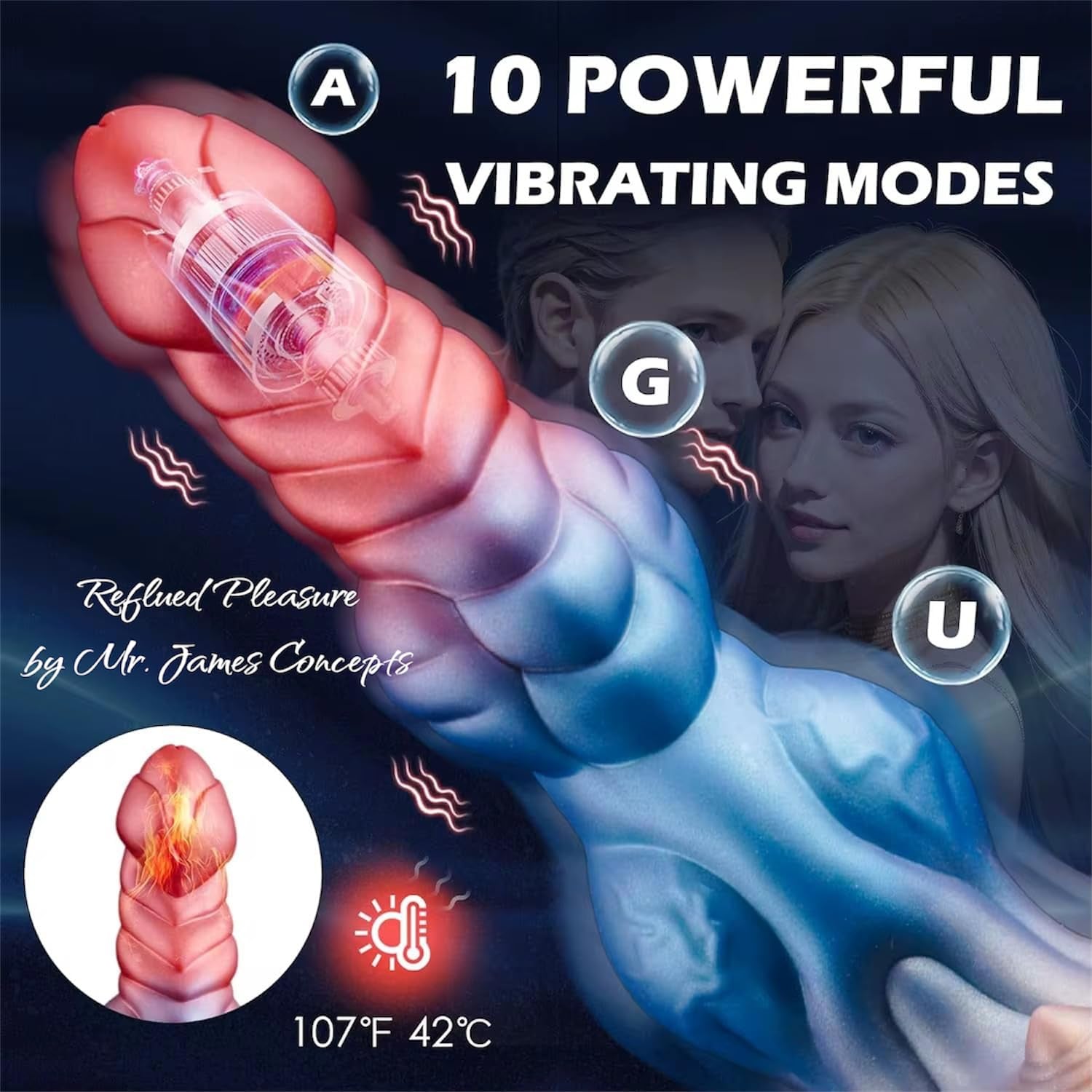 Mr. James Fully Telescopic 4-in-1 G-Point Vibrator with Remote Control – Heating, Thrusting & Monster Knot Design – Premium Body-Safe Silicone, Magnetic Charging, 10 Vibration Modes, 7 Thrusting Modes