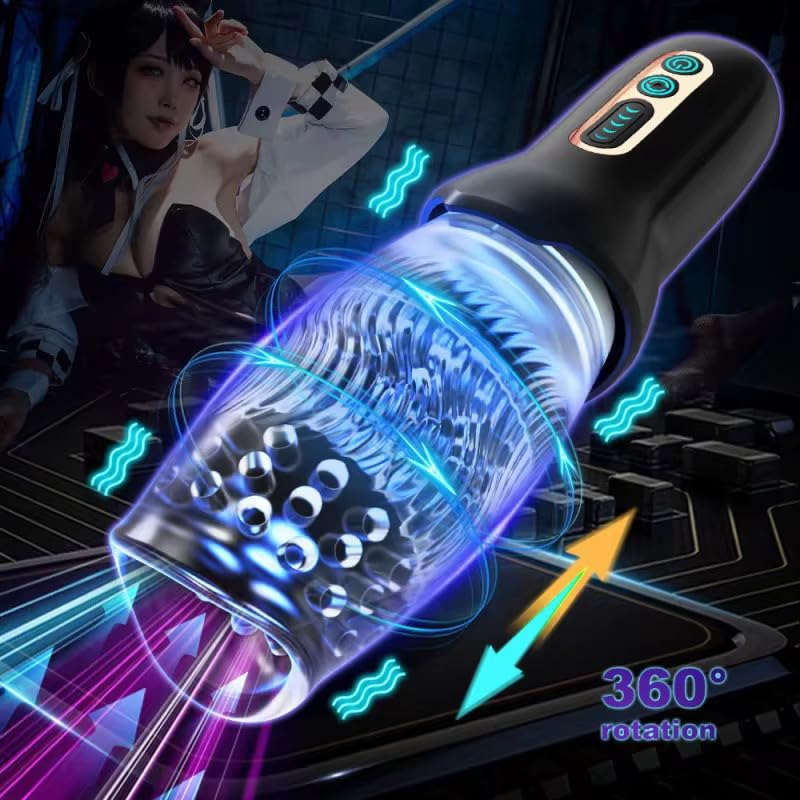 Mr. James™ Intelligent Telescopic Rotating Male Masturbator Cup – Automatic Suction & Vibration, Reusable TPE Sleeve, Adult Pleasure Device for Men