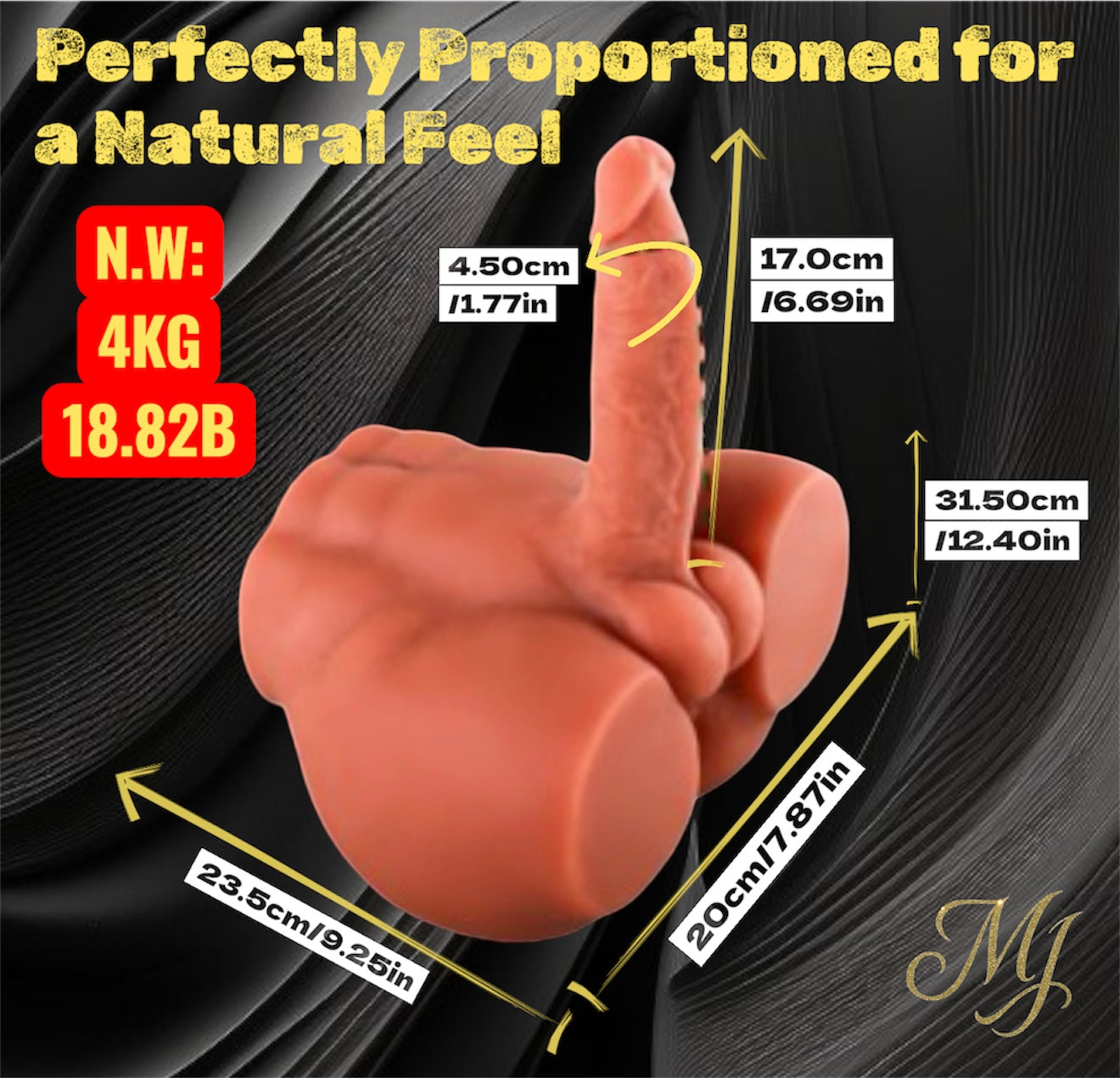 Mr James Concepts Premium Male Torso Masturbator – Heavyweight 4KG Realistic Body Design with Soft TPE, Standing Legs, Waterproof Adult Pleasure Device