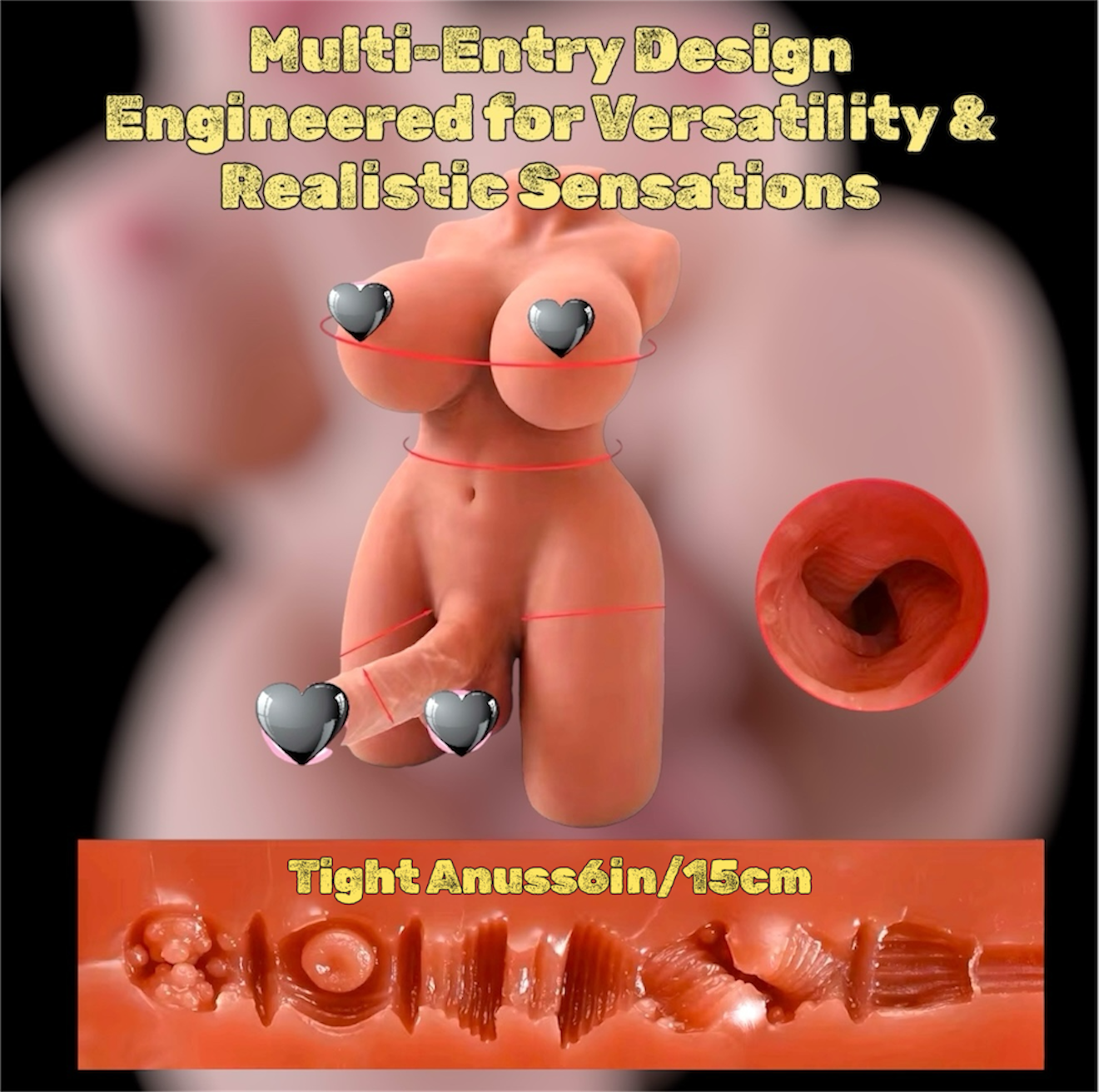 Mr James Concepts Premium Dual Anatomy Torso – 5.5KG Realistic Body Design with Soft TPE, Multi-Entry Experience, Waterproof Adult Toy
