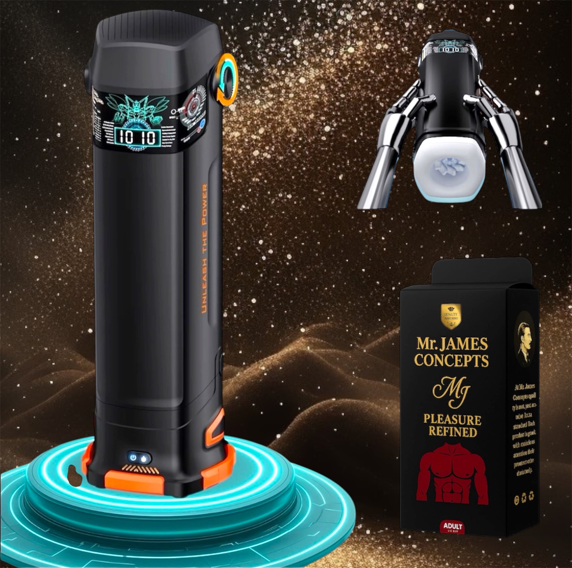 B-TITAN Smart Male Masturbator | 4-in-1 Premium Thrusting, Vibration, Heating & Drying | Cyberskin, LED Display, Magnetic Design | Mr James Concepts
