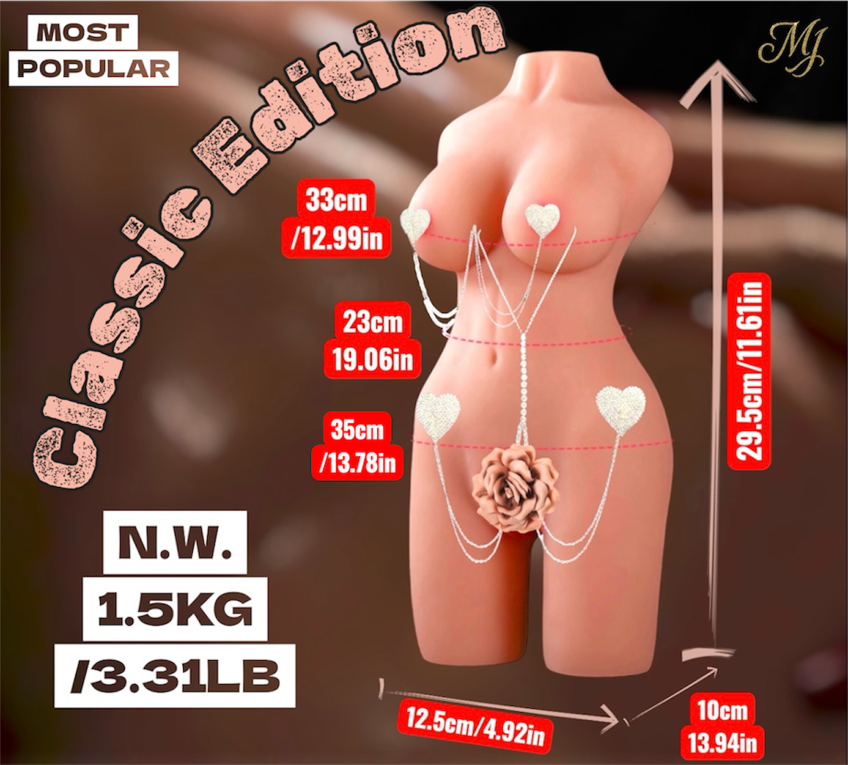 Mr. James Concepts Premium Dual Channel Torso Collection – Soft TPE Male Masturbator with Realistic Texture & Weighted Feel