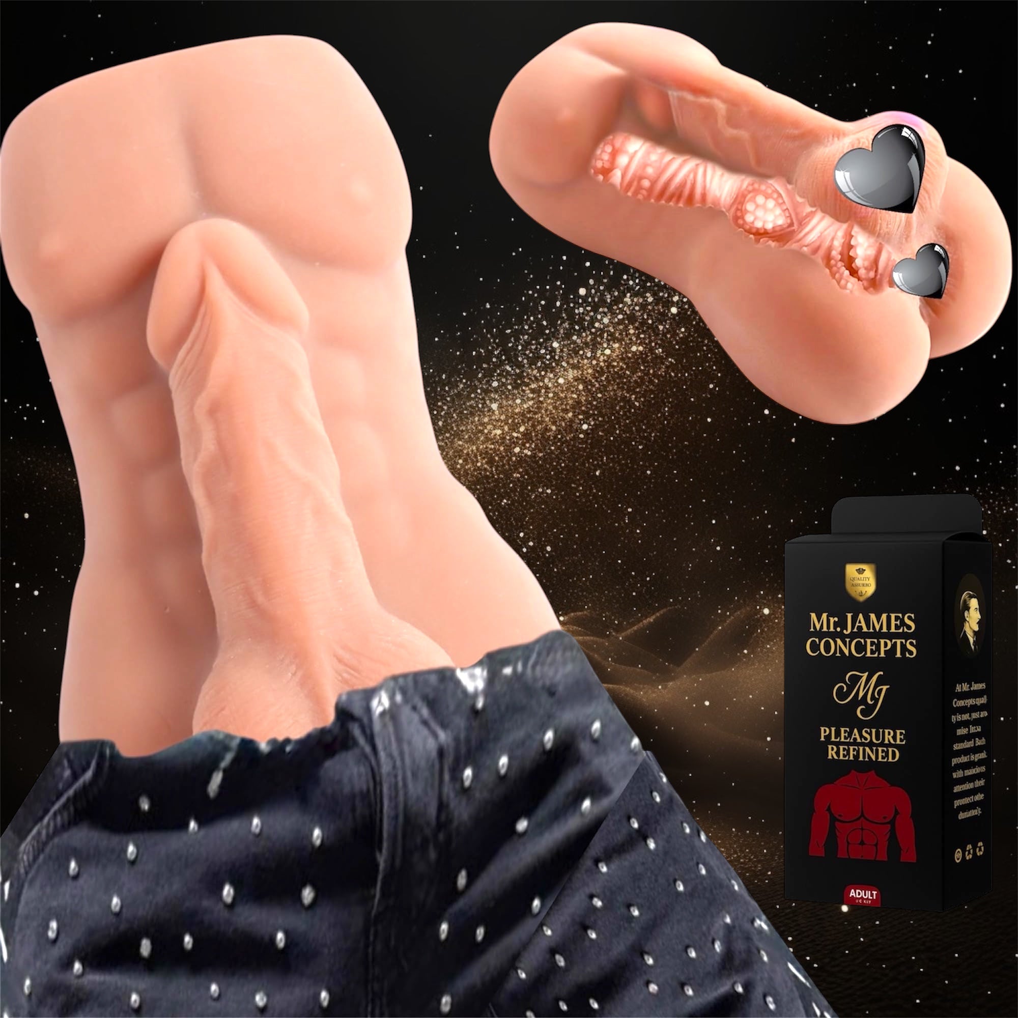 Mr. James Concepts Male Masturbator for Men – Soft Silicone Pocket Toy, Tight Tunnel, 6.3” Length, 3.54” Width – Premium Design – 1.32 lb – Discreet Pleasure Device