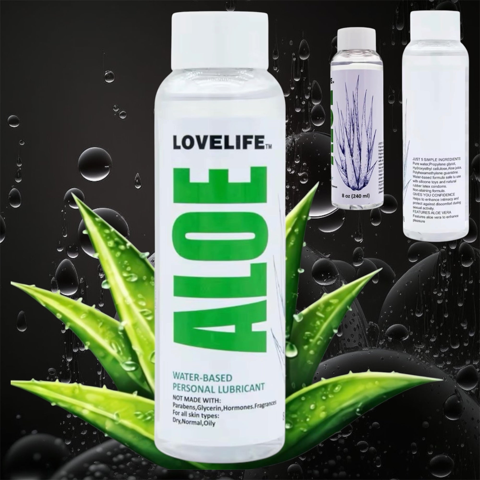 Aloe Vera Intimate Lubricant 240ml – Natural Water Based Personal Lube for Sensitive Skin, Long Lasting Smooth Glide, Paraben Free, Condom Safe