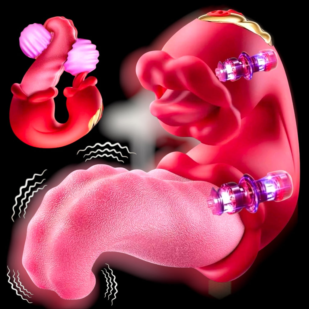 Mr. James™ 4-in-1 G Spot & Clitoral Vibrator – Double Tongue Licking, Nipple Stimulator, 10 Vibration Modes – Rechargeable Adult Toy for Women