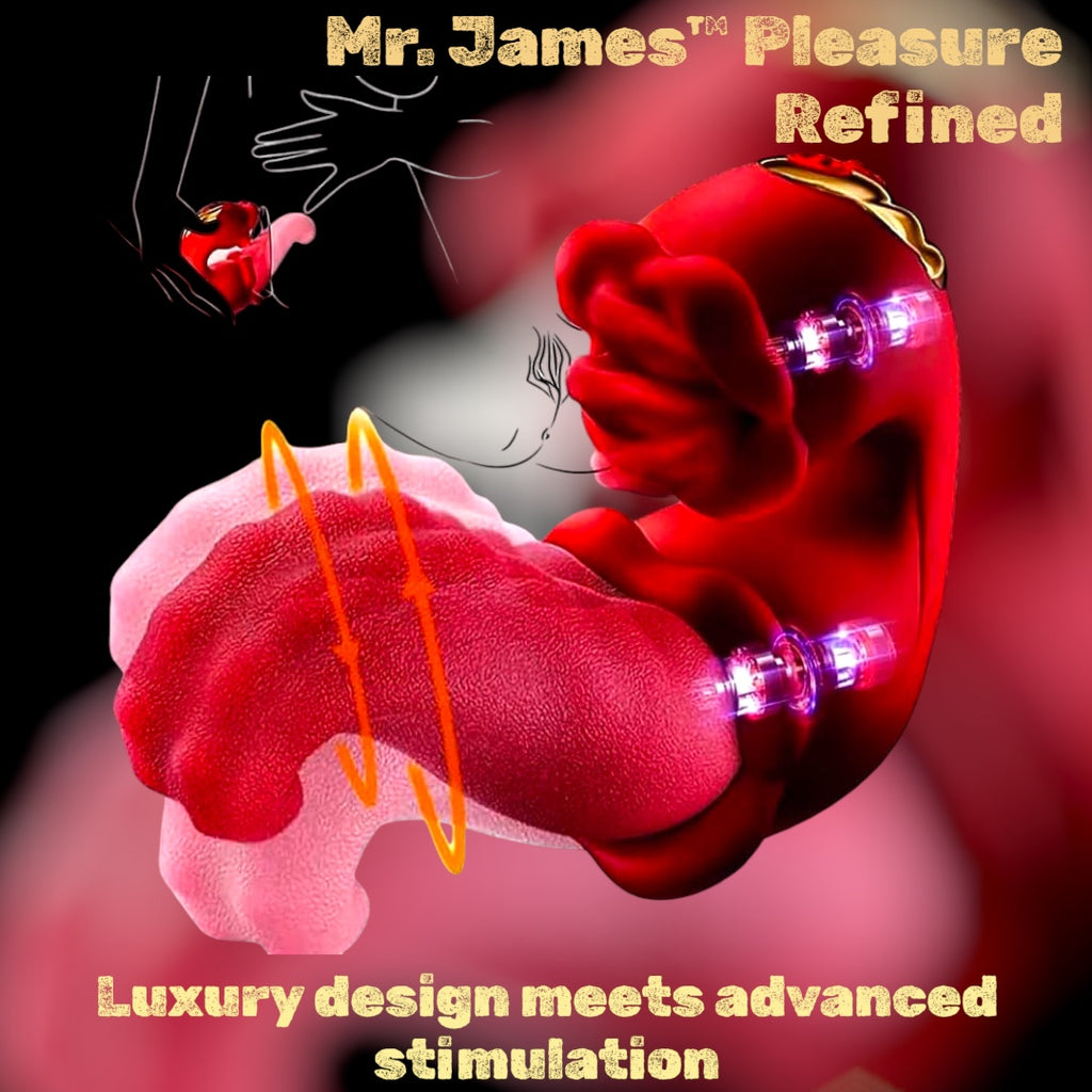 Mr. James™ 4-in-1 G Spot & Clitoral Vibrator – Double Tongue Licking, Nipple Stimulator, 10 Vibration Modes – Rechargeable Adult Toy for Women