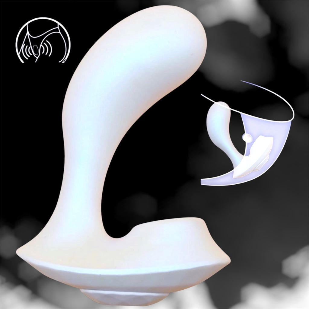 Mr James Concepts White Pearl Wearable Vibrator – Dual Head Clitoral & G-Spot Stimulator, 10 Vibration Modes + 5 Flapping Modes, Magnetic Charging, ABS&Silicone, Ultra Quiet, Premium Intimate Massager
