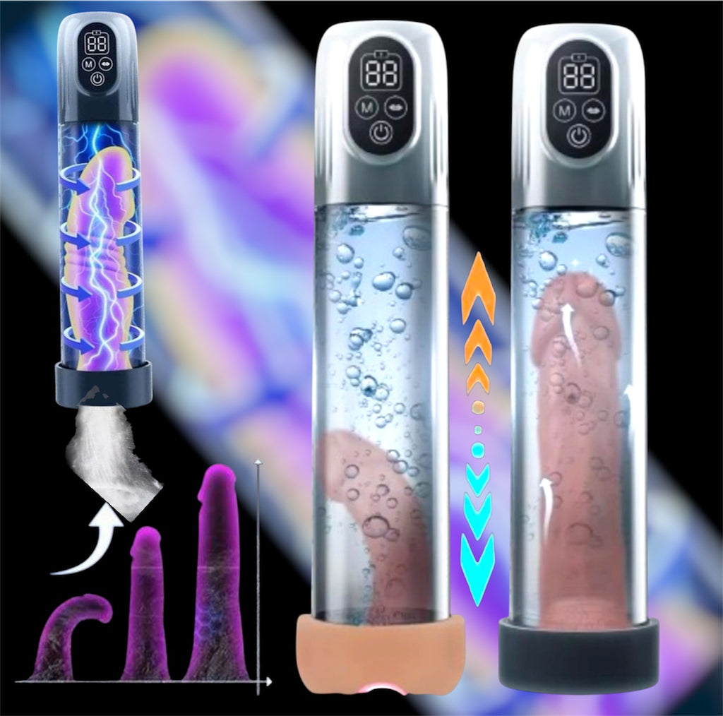 Mr. James® 6-in-1 Electric Penis Vacuum Pump – LED Display, 6 Training & 5 Suction Modes, Waterproof Male Enlarger with Cock Ring & Aircraft Cup – Pleasure Refined