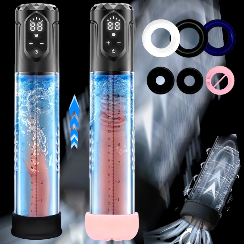 Mr. James Concepts Electric Penis Pump – Automatic Vacuum Enlarger & Male Masturbator | 5 Suction Modes, LCD Touch Display, Pocket Pussy Sleeve, USB Rechargeable, IPX7 Waterproof