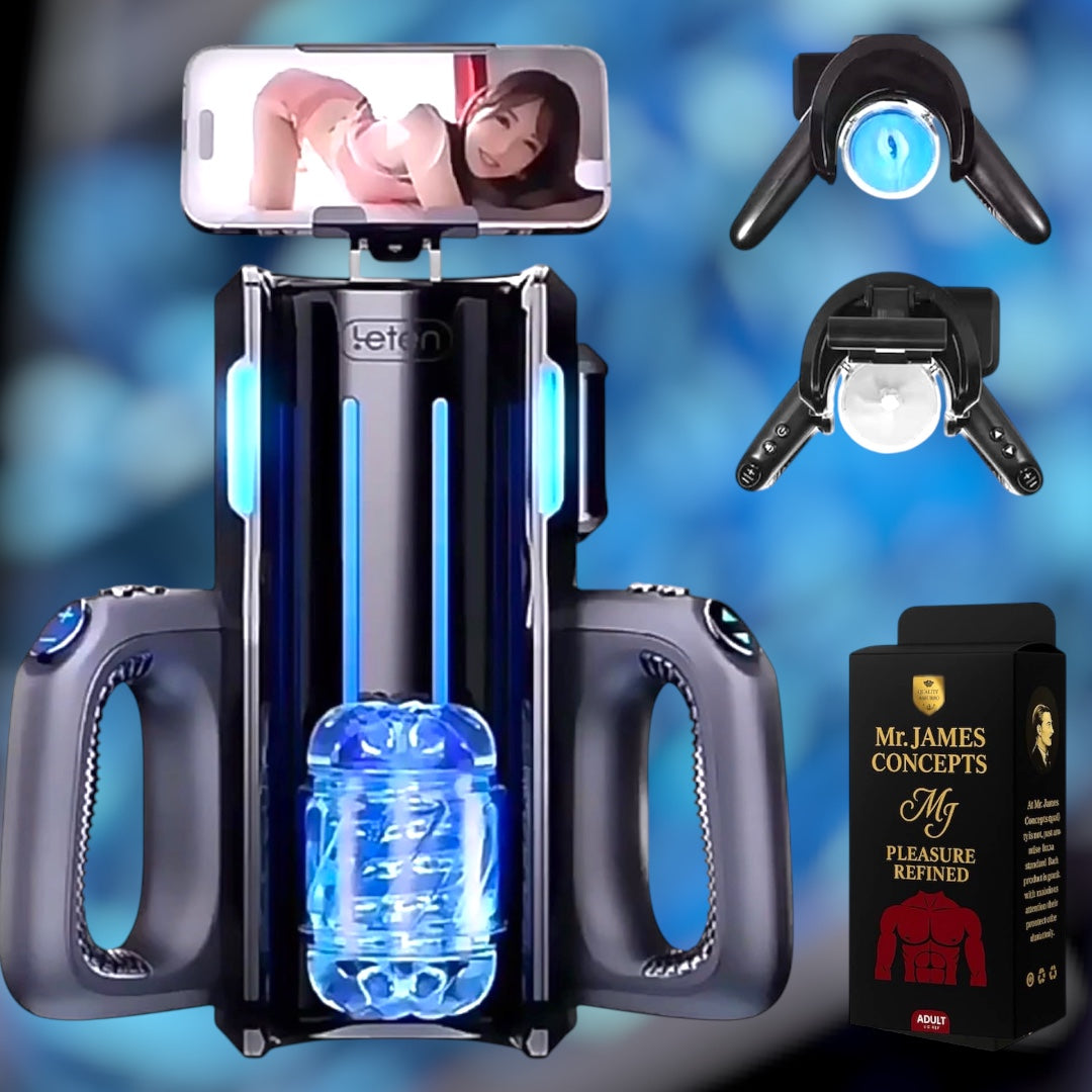Mr. James Concepts King of Guns PRO – Automatic Telescopic Masturbator Machine with 72 Thrusting Modes, Dual-Handle Interactive Control, Realistic Vagina Liner, Type-C, Waterproof Men’s Pleasure Robot