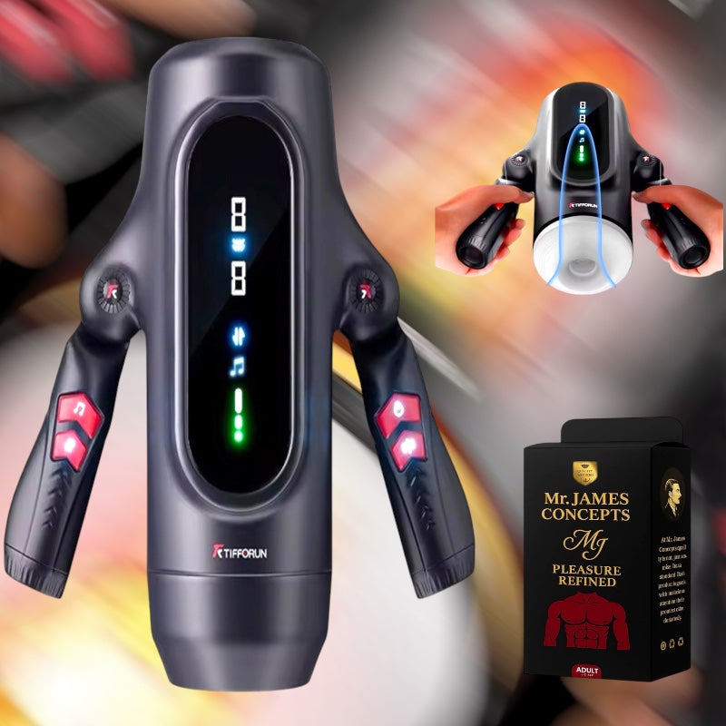 Mr. James Concepts King K – Premium Fully Automatic Telescopic Male Masturbation Device with Heating, Actress Voice & LCD Display | 10-Speed USB Rechargeable Penis Massage Machine for Men