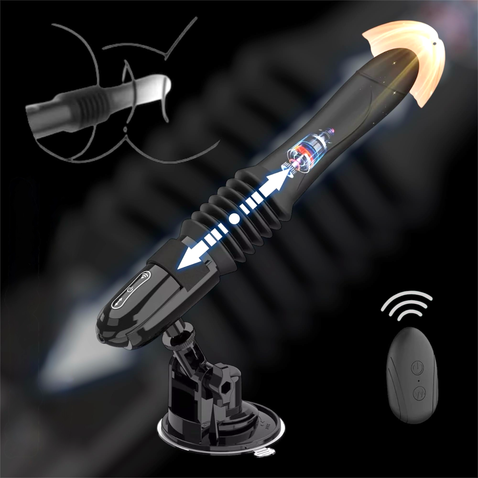 Mr. James™ Refined Pleasure 3-in-1 Telescopic Massager – 10 Vibration Modes | 3 Thrusting Speeds | Rotating Steel Ball | Waterproof | Rechargeable | Soft Silicone