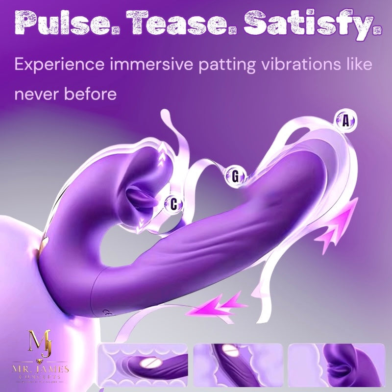 Mr. James™ 3-in-1 G-Spot Vibrator for Women – 7 Flapping, 7 Vibration & 5 Licking Modes – Magnetic USB Rechargeable, Waterproof, Quiet Clitoral & Anal Stimulator