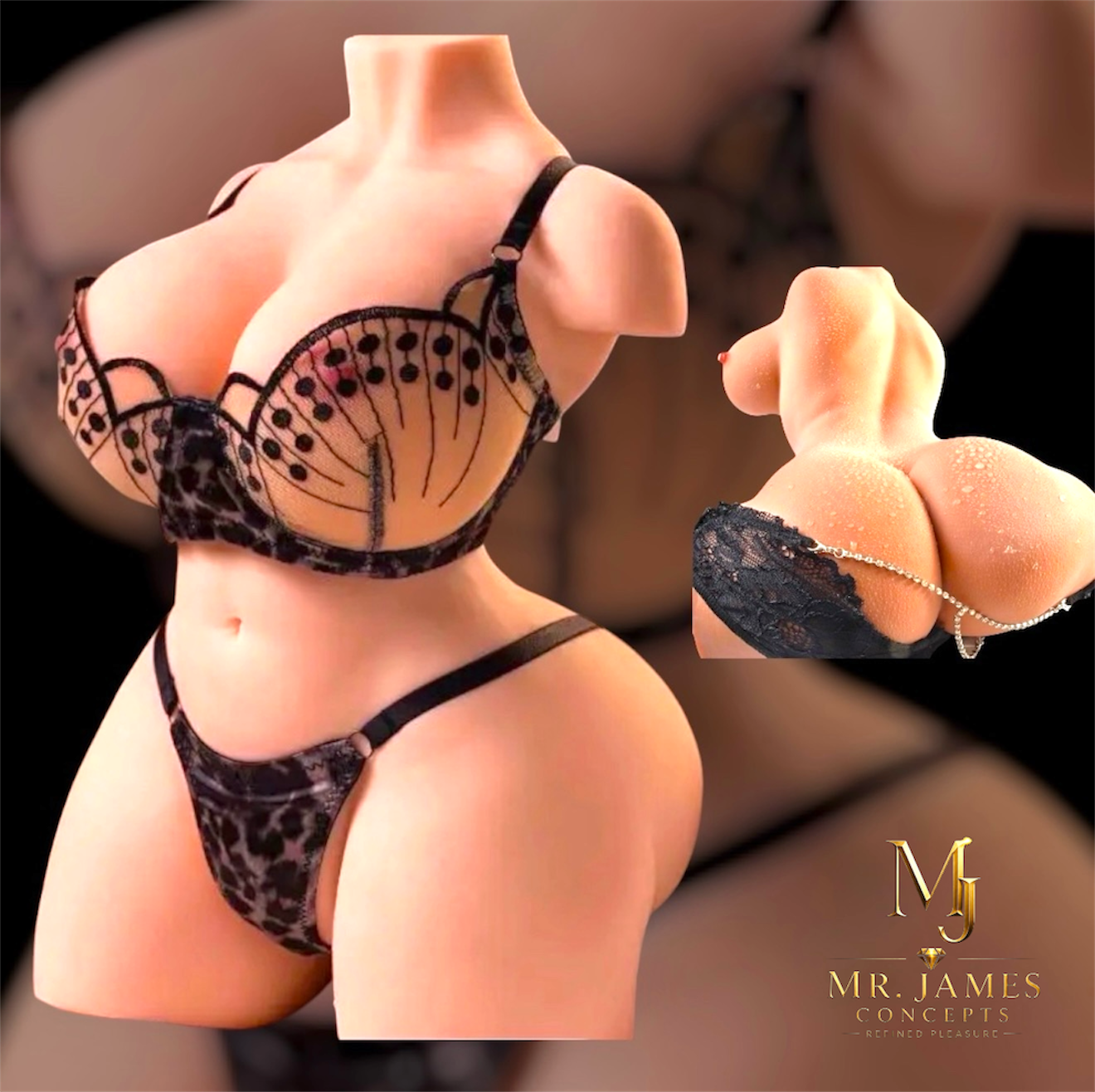 Mr James Concepts Dual Channel Male Pleasure Torso 2.85KG – Soft TPE Realistic Body, 2 Entries, 30cm Height, 50cm Hips, 46cm Bust, Ultra Curvy Design, Easy Clean Pocket Toy