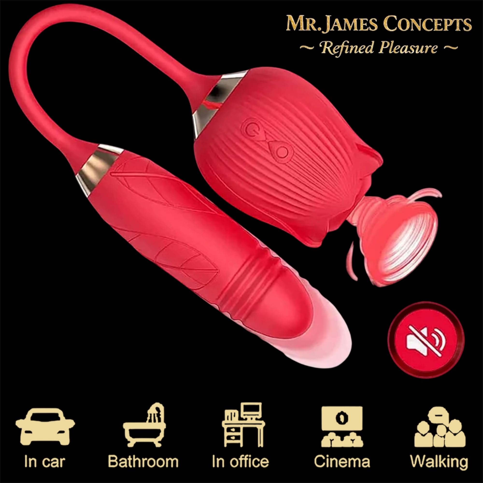 Mr. James Dual Vibrator – 12 Tongue Licking & 12 Thrusting Modes, Magnetic USB Rechargeable, Waterproof, Whisper-Quiet – Pleasure Refined