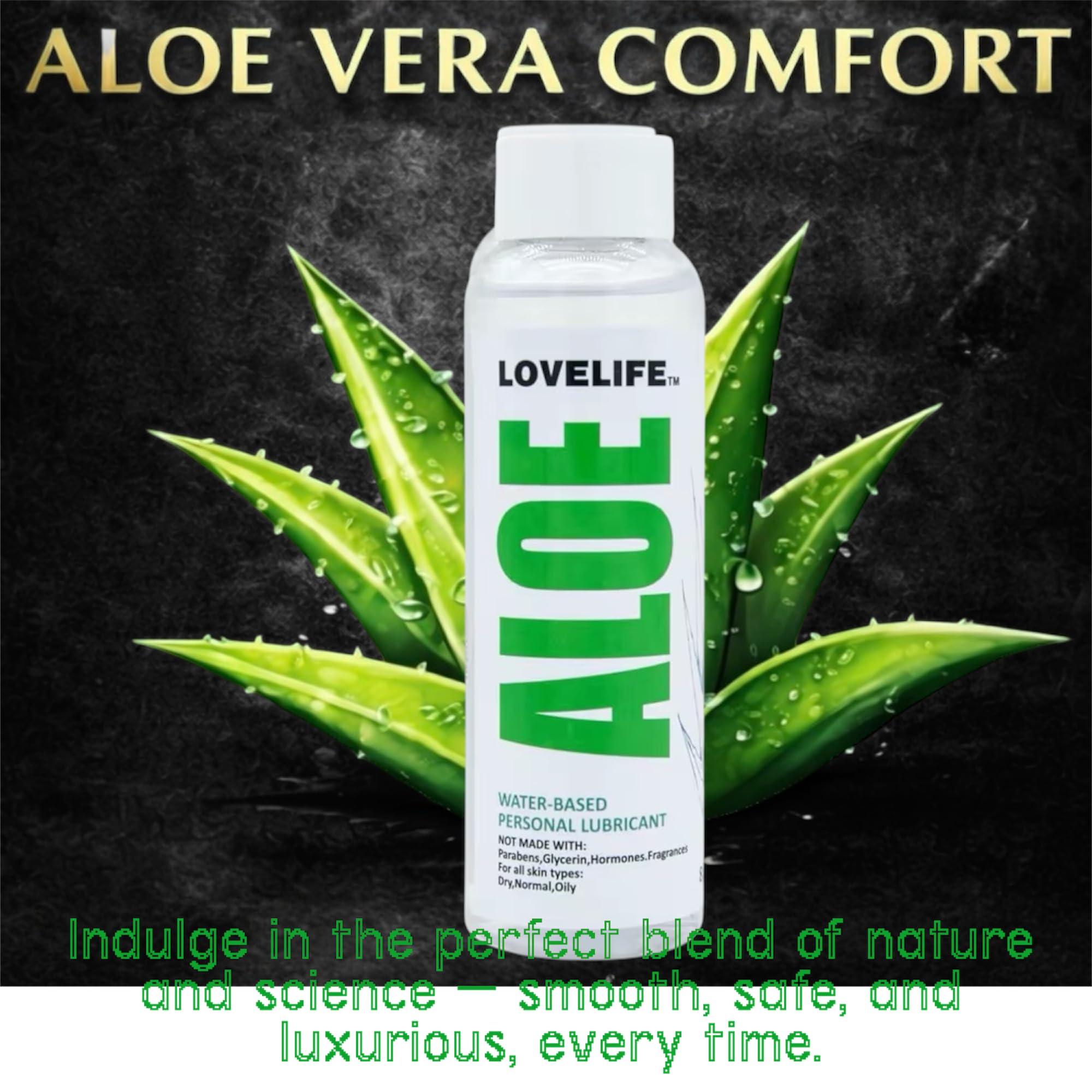 Aloe Vera Intimate Lubricant 240ml – Natural Water Based Personal Lube for Sensitive Skin, Long Lasting Smooth Glide, Paraben Free, Condom Safe