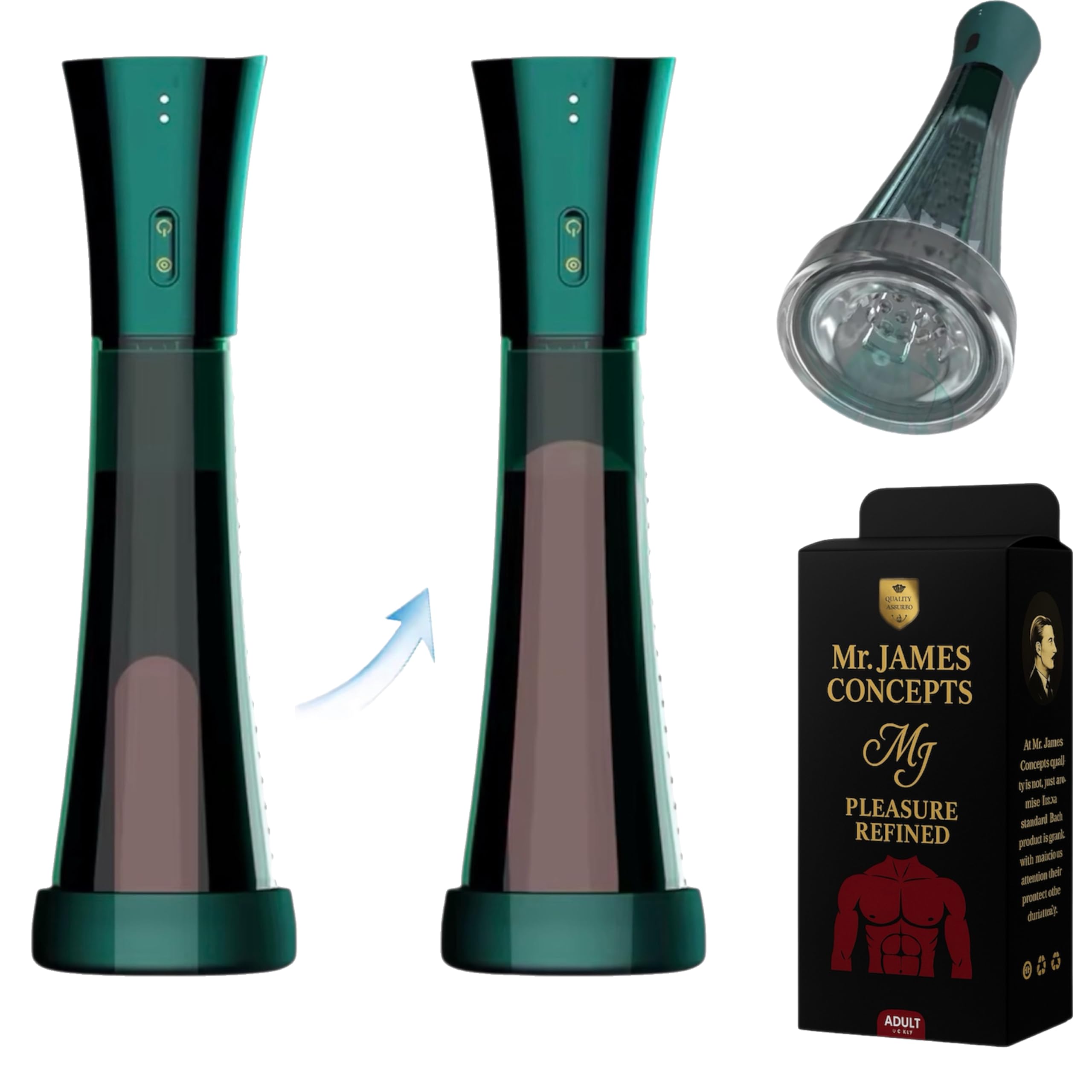 Mr. James Concepts — Refined Pleasure | Electric 2-in-1 Penis Pump & Vibrating Masturbator, 3 Suction Modes, TPE Sleeve, Magnetic Recharge,Daily-Use, Male Trainer & Vacuum Penis Enlargement Device