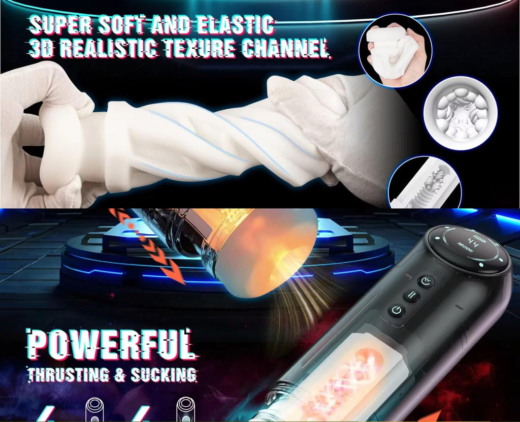 Mr. James™ Electric Masturbation Cup for Men – 10 Vibration & 4 Suction Modes, Thrusting, Moaning, Heating Base – Auto Stroker for Intense Male Pleasure