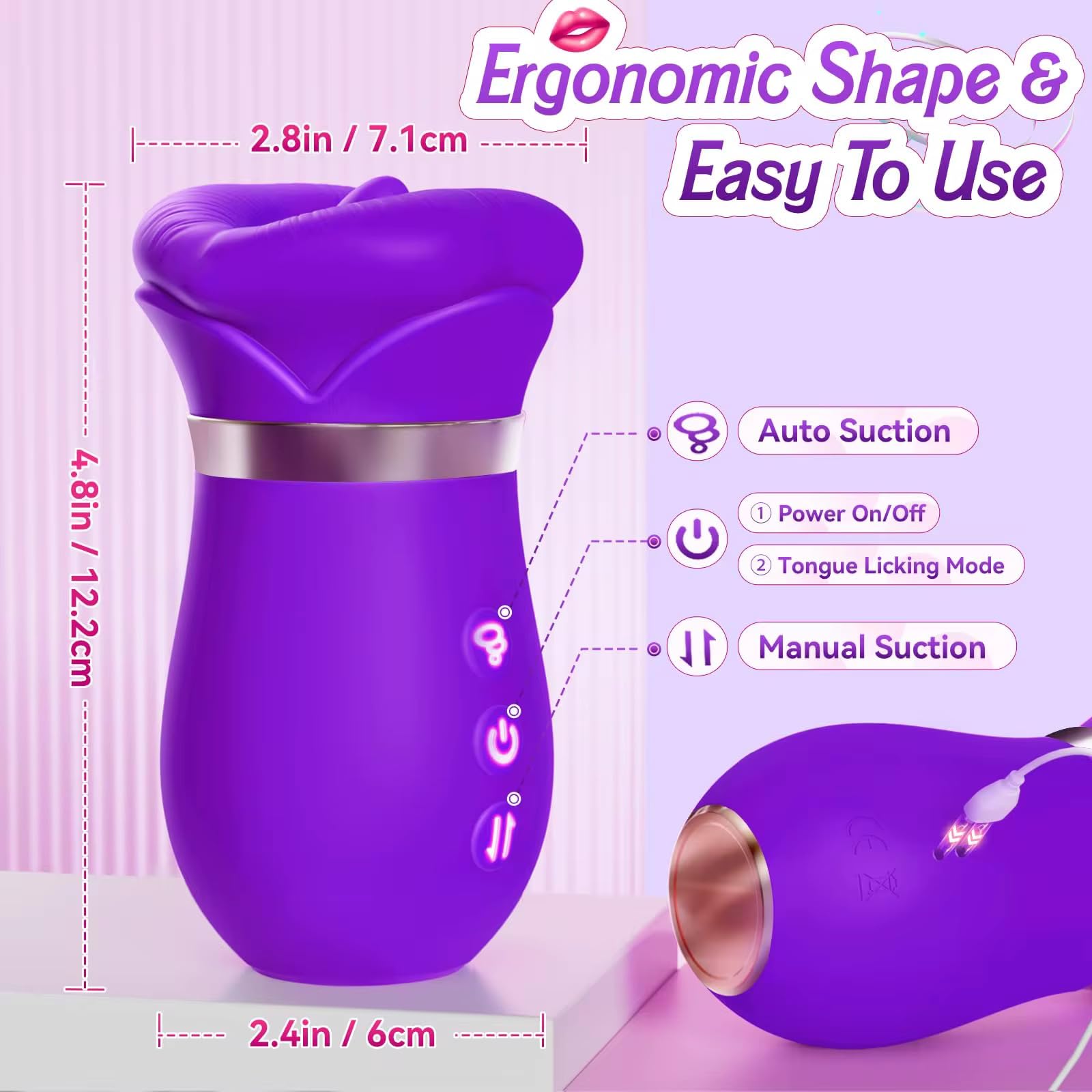 Mr. James™ 5-in-1 Smart Pleasure Device – APP-Controlled Kiss Vibrator with Licking, Vibration & Suction – Ergonomic Design for External Intimate Massage – Rechargeable & Waterproof