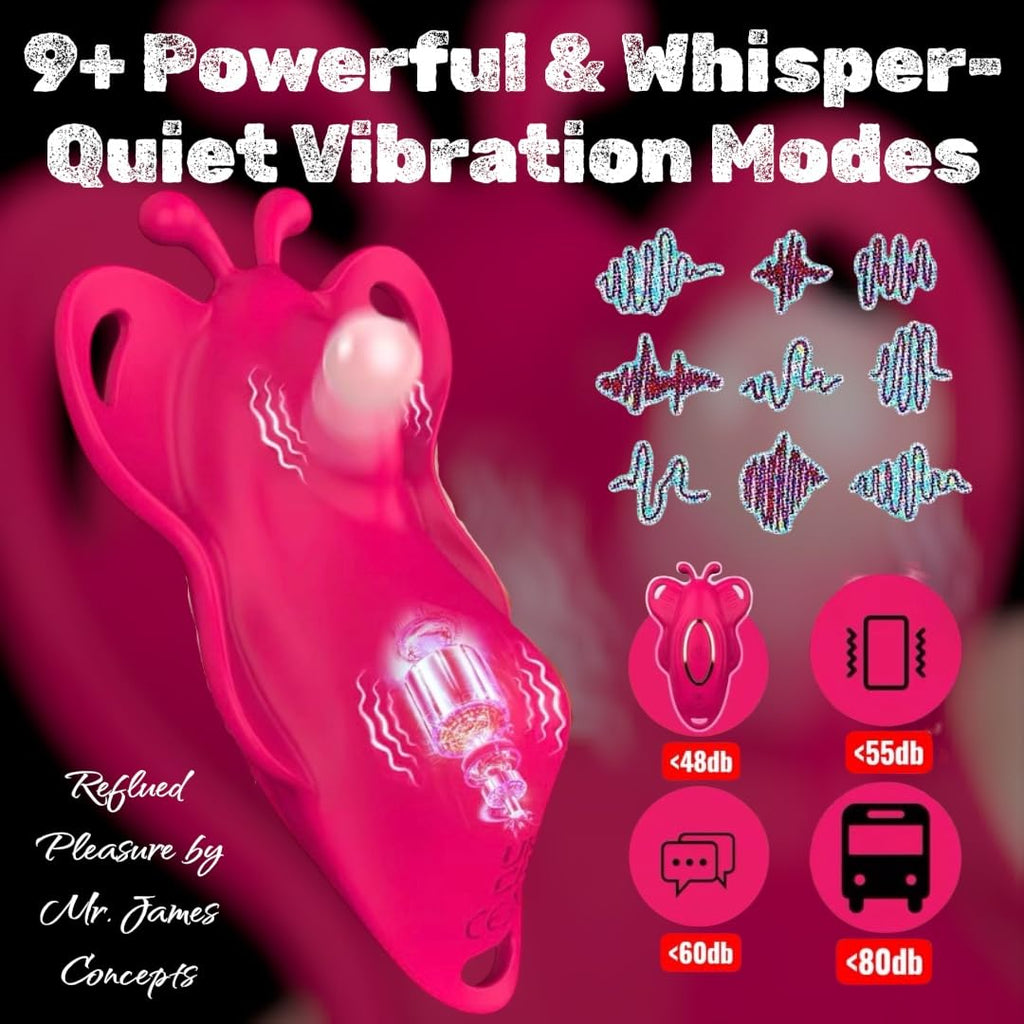 Mr. James Concepts App-Controlled Clitoral Vibrator for Couples, Wearable Bluetooth Remote Control Egg, Quiet Discreet Panty Vibrator, Waterproof USB Rechargeable, 10 Modes + App Patterns