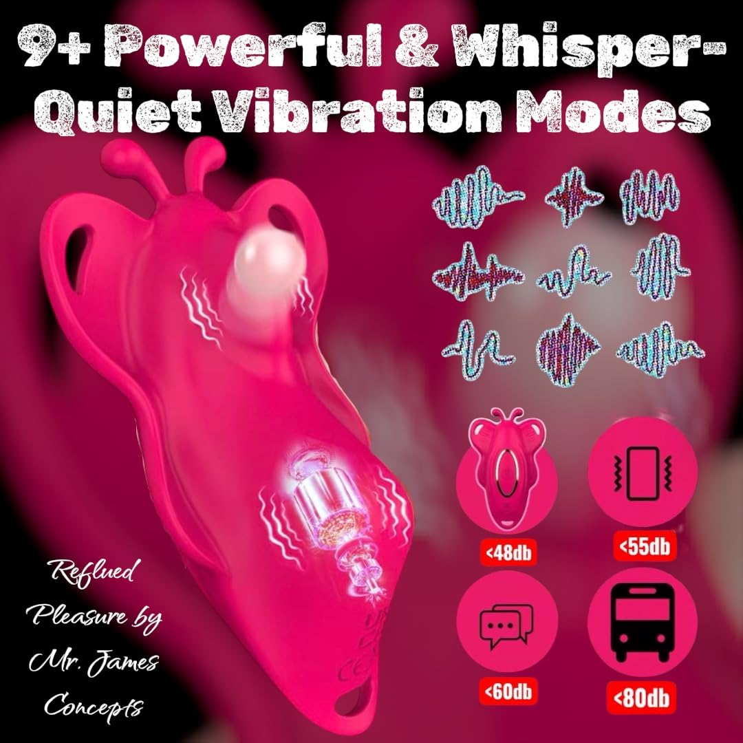 Mr. James Concepts App-Controlled Clitoral Vibrator for Couples, Wearable Bluetooth Remote Control Egg, Quiet Discreet Panty Vibrator, Waterproof USB Rechargeable, 10 Modes + App Patterns