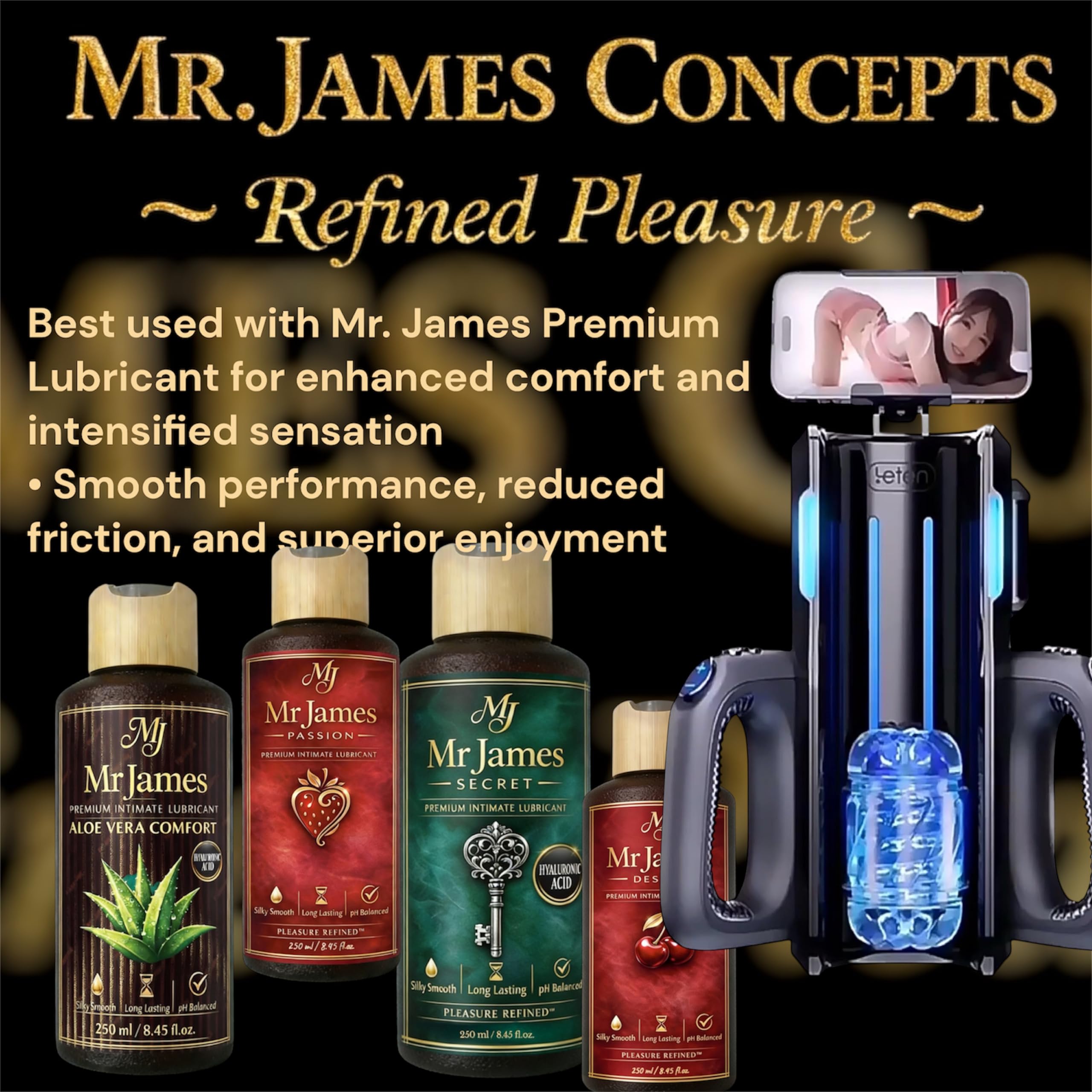 Mr. James Concepts King of Guns PRO – Automatic Telescopic Masturbator Machine with 72 Thrusting Modes, Dual-Handle Interactive Control, Realistic Vagina Liner, Type-C, Waterproof Men’s Pleasure Robot