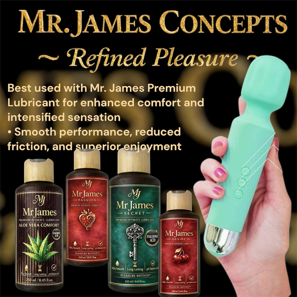 Mr James Concepts Refined Pleasure Rechargeable Wand Massager – 20 Patterns & 8 Speeds Personal Massager, Powerful Quiet Vibration, Flexible Head, Medical Grade Silicone, Waterproof IPX7 Body Massager